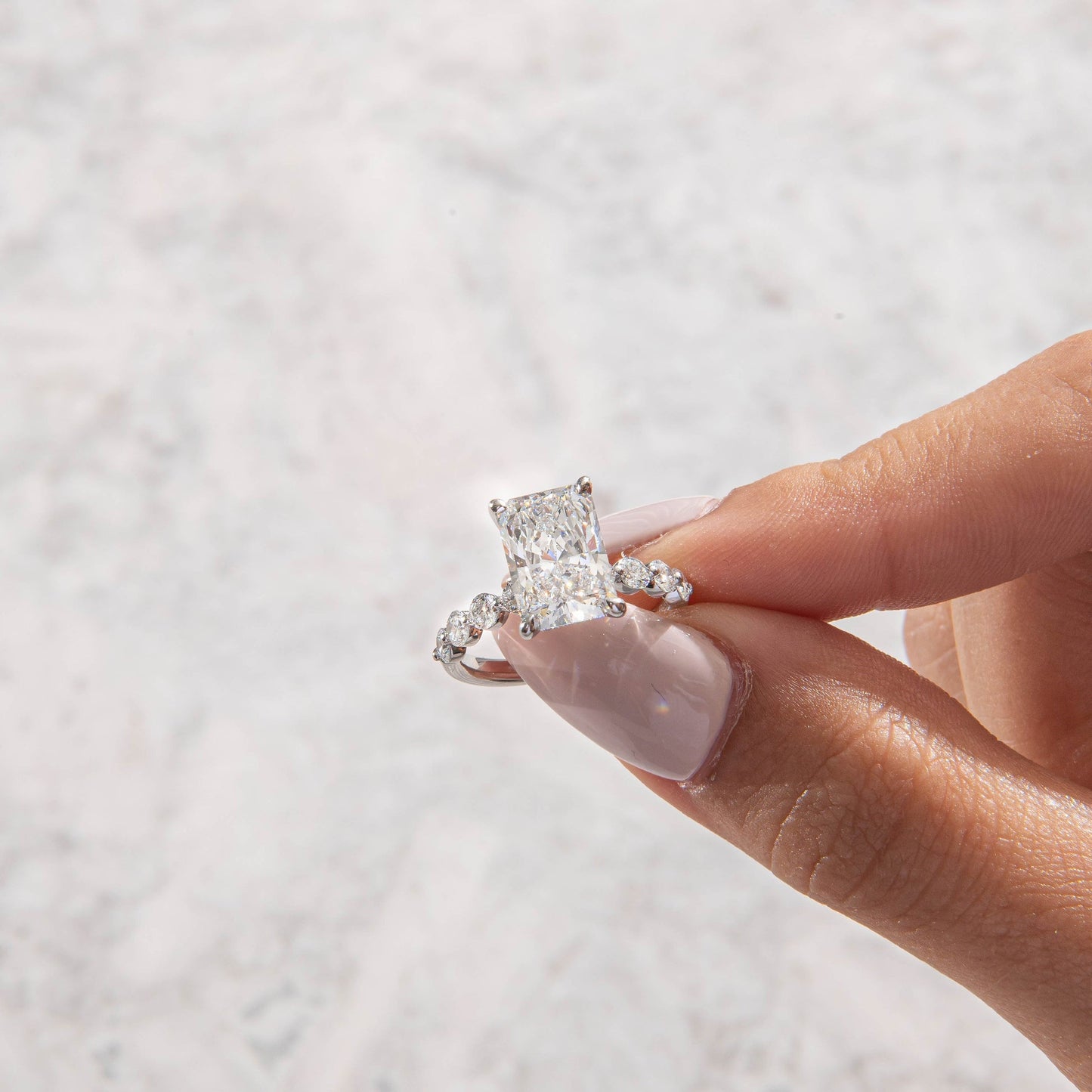 Bubble Pave-Radiant Lab Grown Diamond Engagement Ring - Front view
