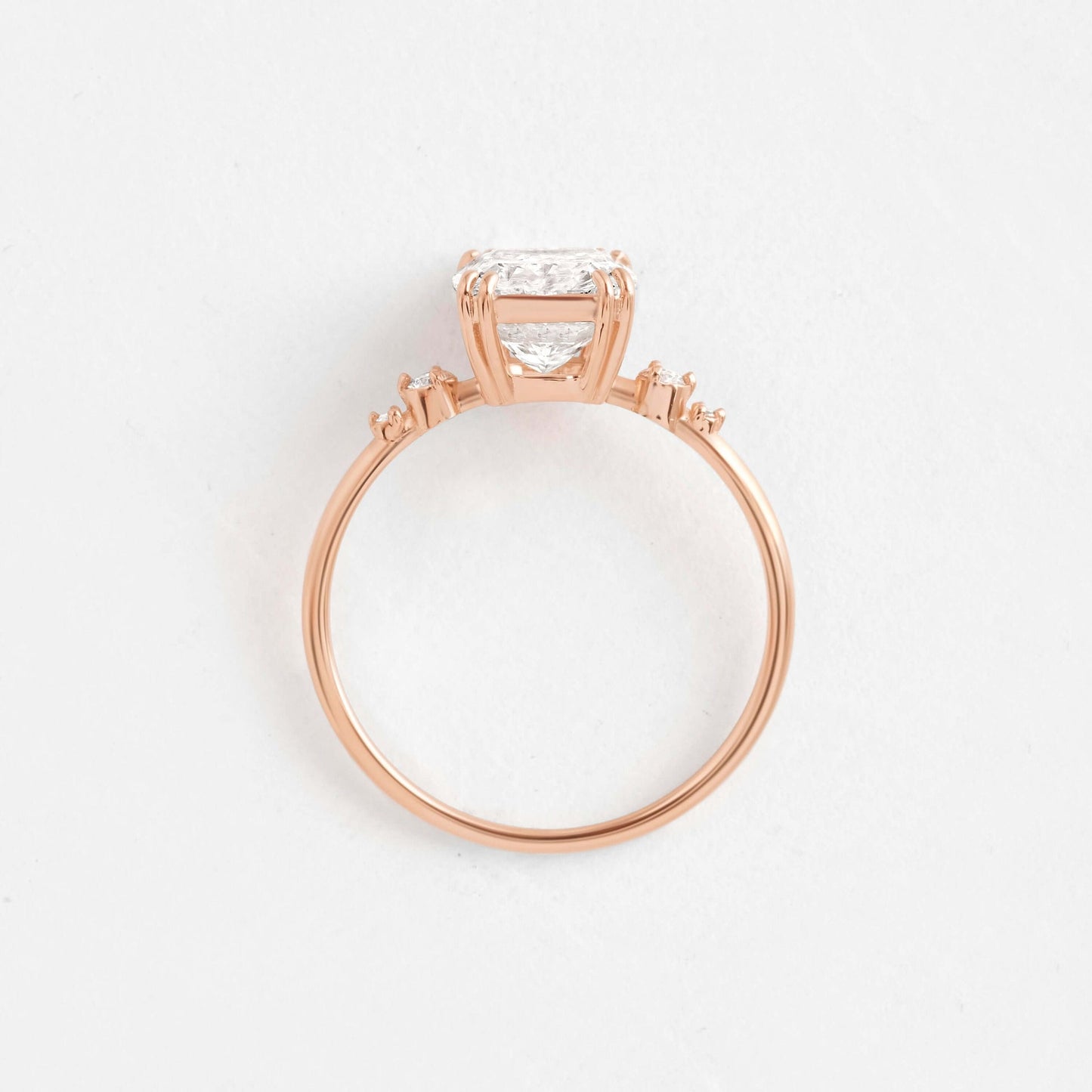 Cluster-Cushion Lab Grown Diamond Engagement Ring - Back view