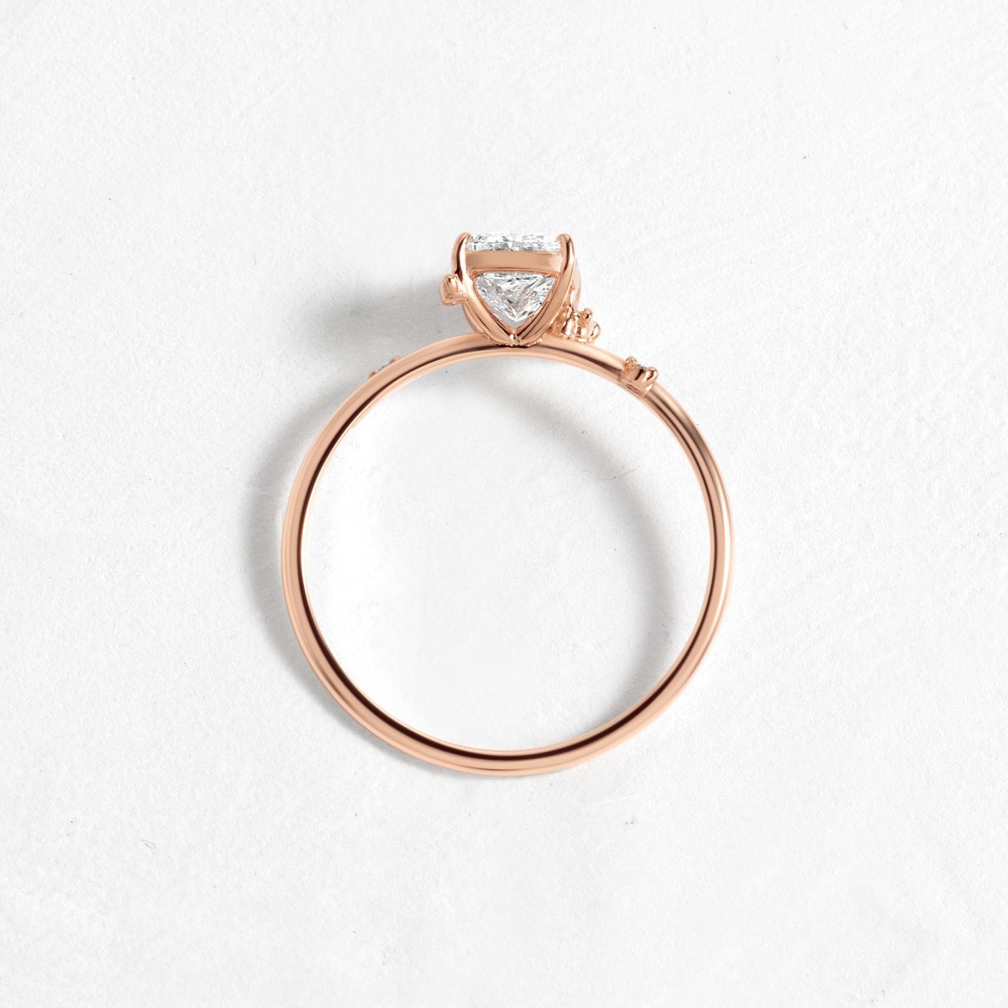 Cluster-Elongated Cushion Lab Grown Diamond Engagement Ring - Detail view