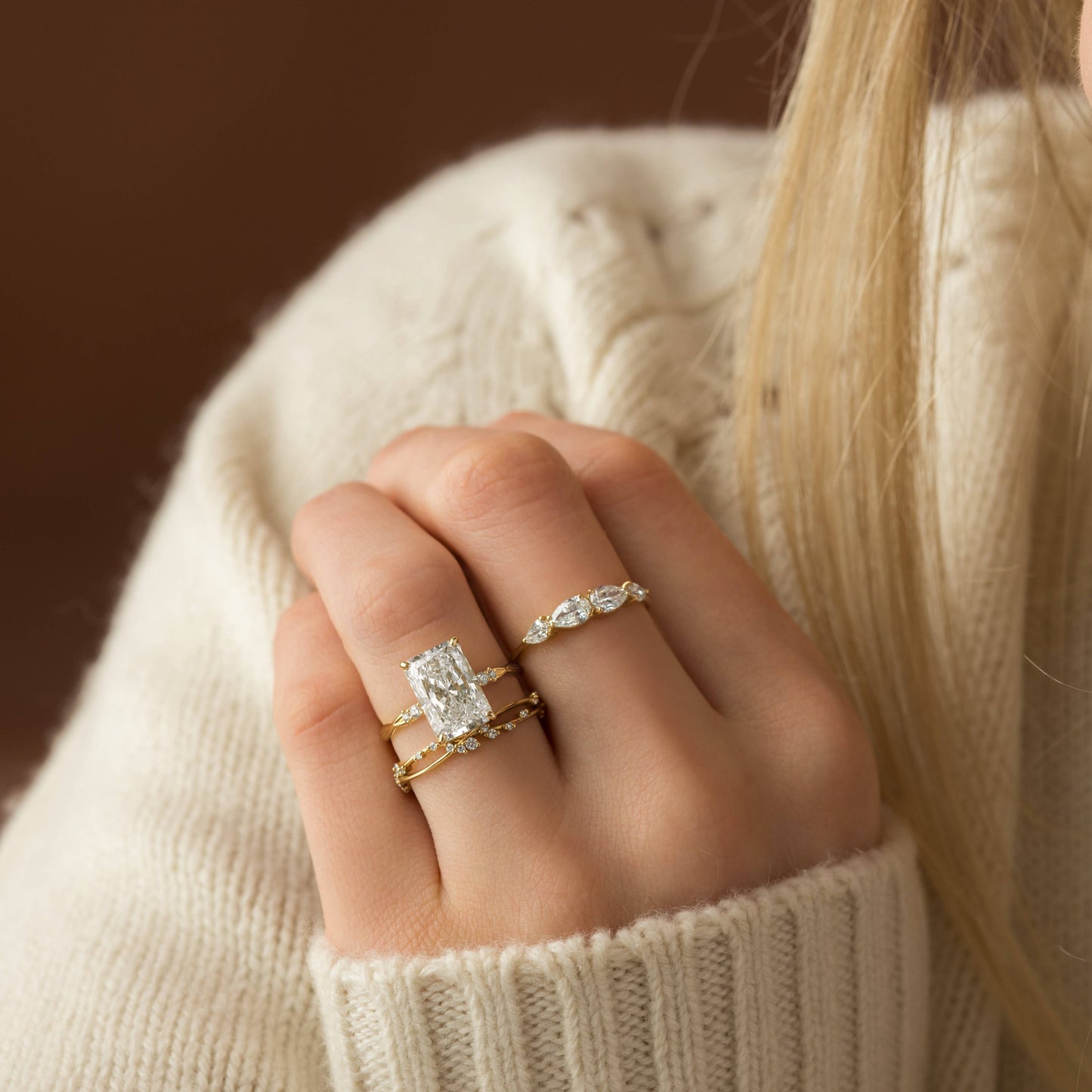 Criss Cross-Radiant Lab Grown Diamond Engagement Ring - Detail view