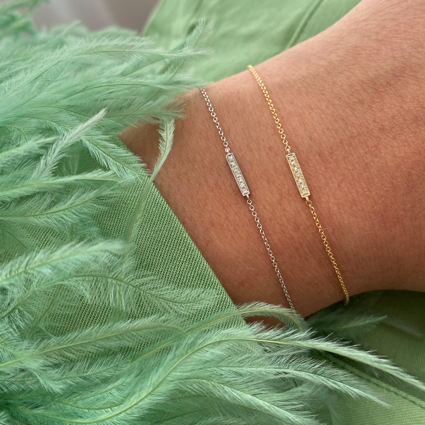 Diamond Bar-0.06 CT Round Lab Grown Diamond BraceletsDiamond Bar-0.06 CT Round Lab Grown Diamond Bracelets - Front view