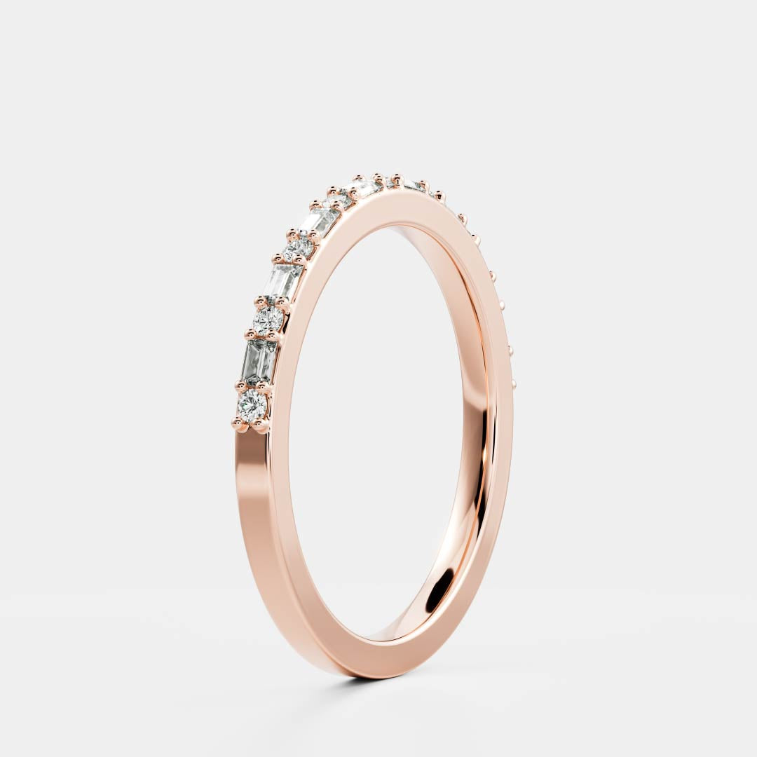 East West Half Eternity- 1.05 CT Round & Baguette Lab Grown Diamond Wedding BandEast West Half Eternity- 1.05 CT Round & Baguette Lab Grown Diamond Wedding Band - Front view