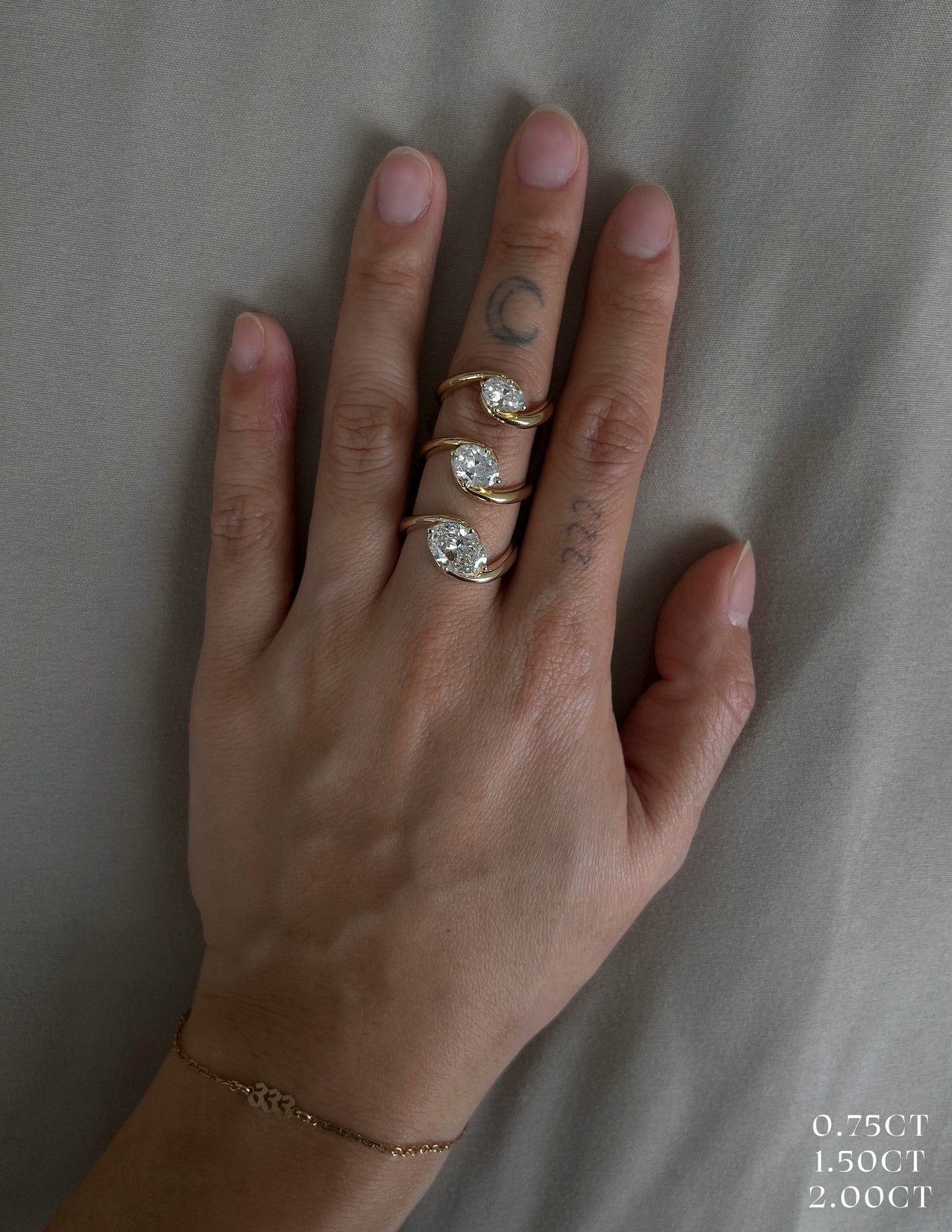 East West Solitaire Rapture-Oval Lab Grown Diamond Engagement Ring - Detail view