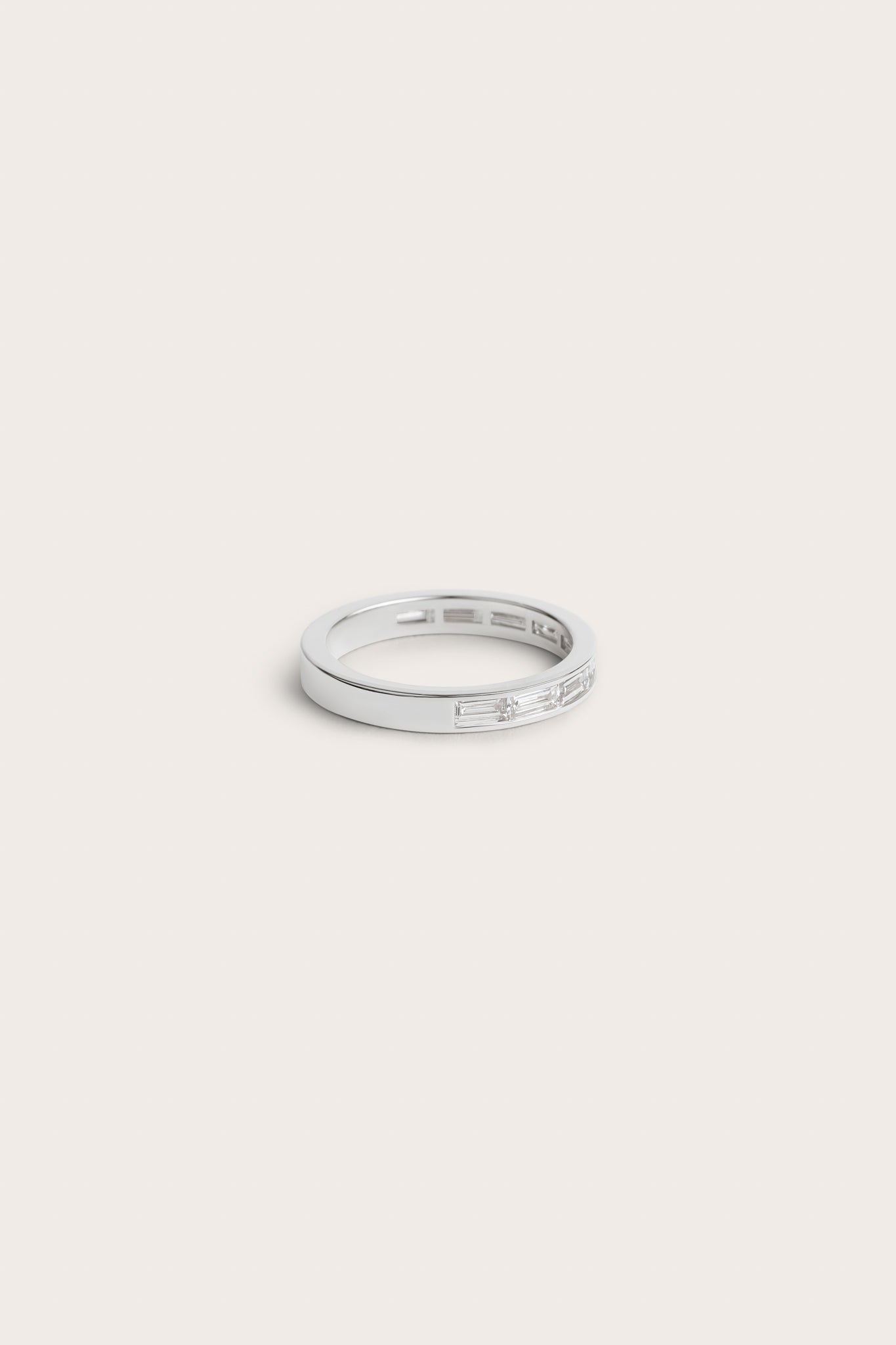 Half Eternity Channel Set- 0.90 CT Baguette Lab Grown Diamond Wedding BandHalf Eternity Channel Set- 0.90 CT Baguette Lab Grown Diamond Wedding Band - Front view