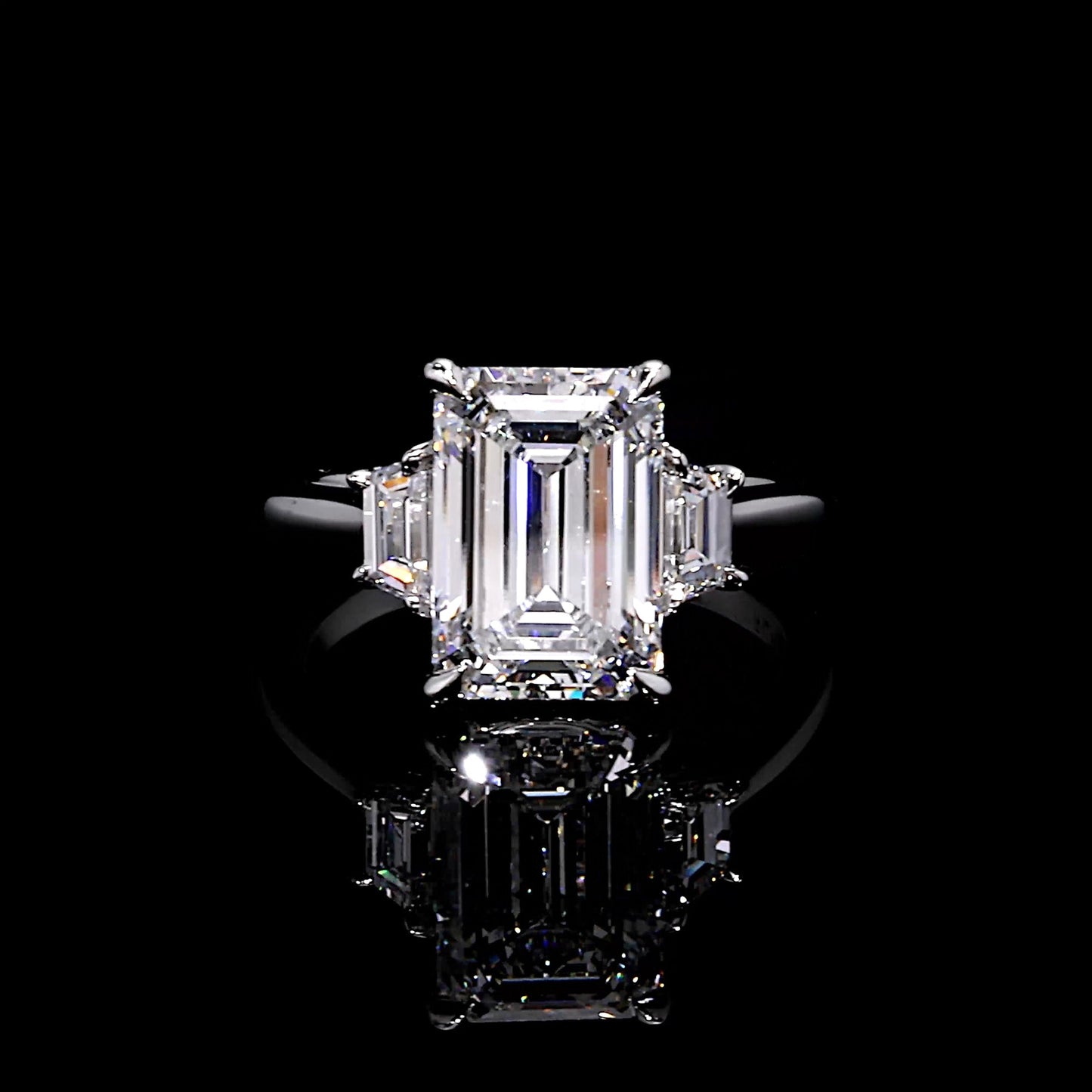 Chelsea Emerald Three Stone Engagement Ring - view 9