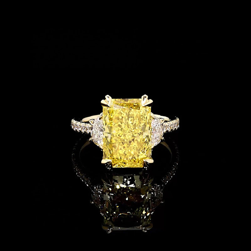 Elle Radiant Three Stone Lab Pink Diamond Engagement Ring - view 11