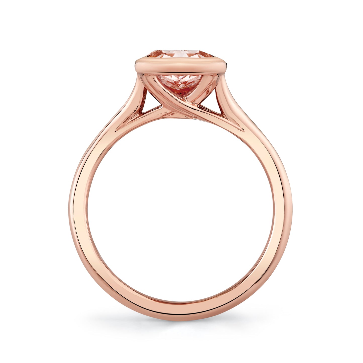 Elle Cushion Dual Bezel Lab Pink Diamond Engagement Ring - view 7