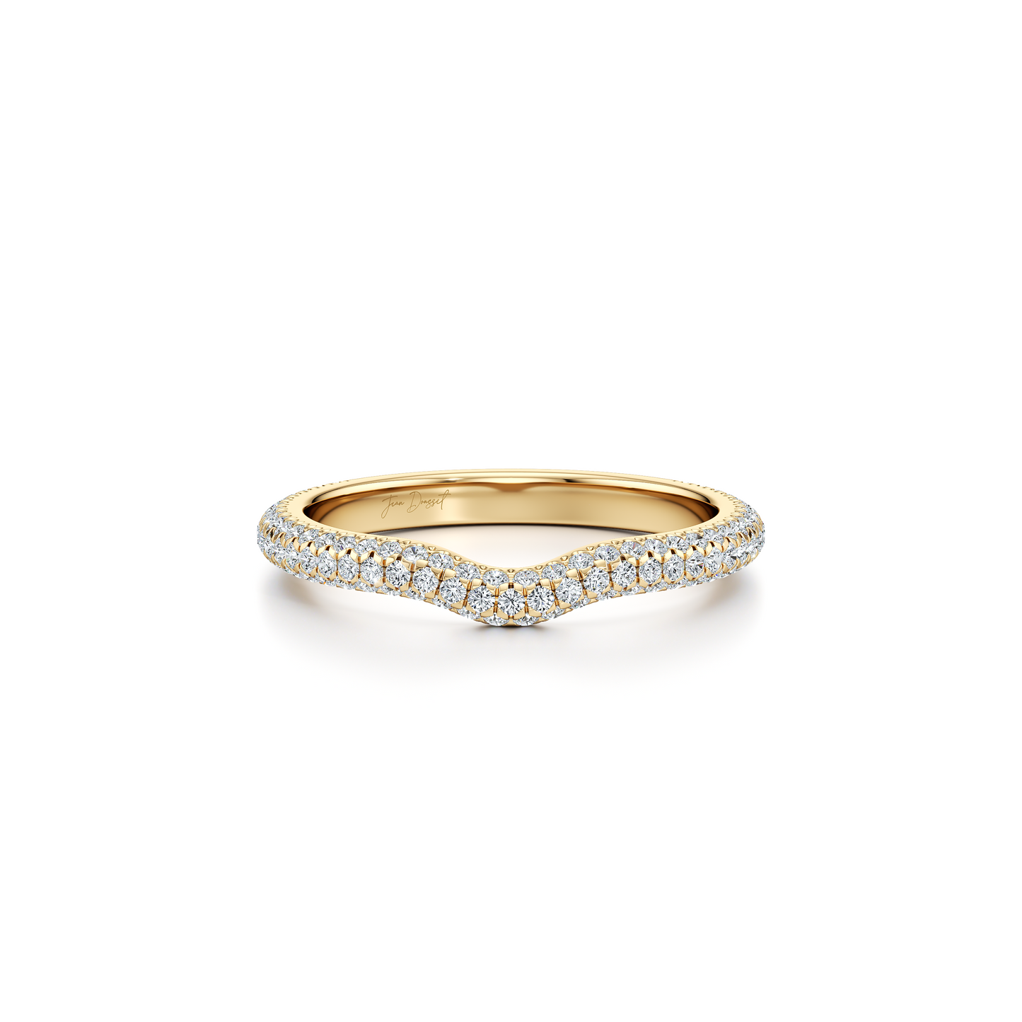 Contour Band - Three Rows Pave - view 12