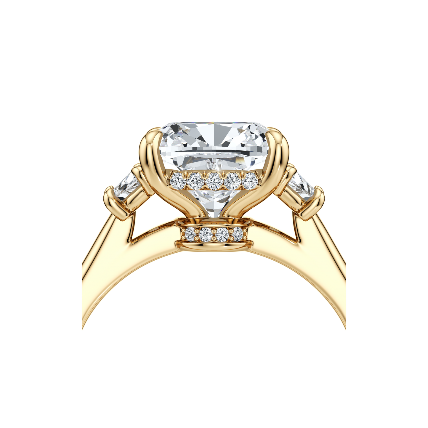 Chelsea Antique Cushion Cut Three Stone Engagement Ring - view 8