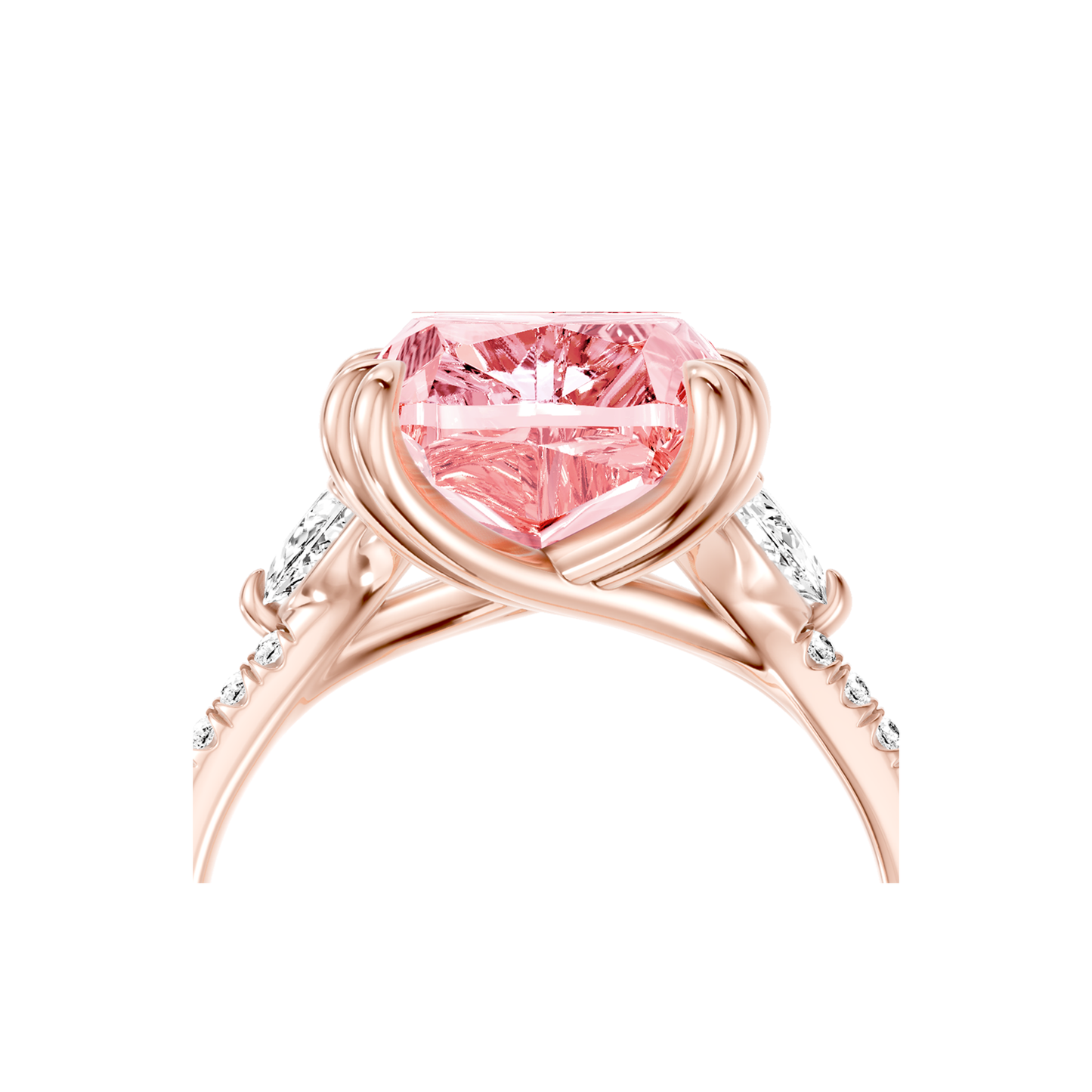 High Jewelry | Jane Cushion Pink Diamond Three Stone Engagement Ring - view 5