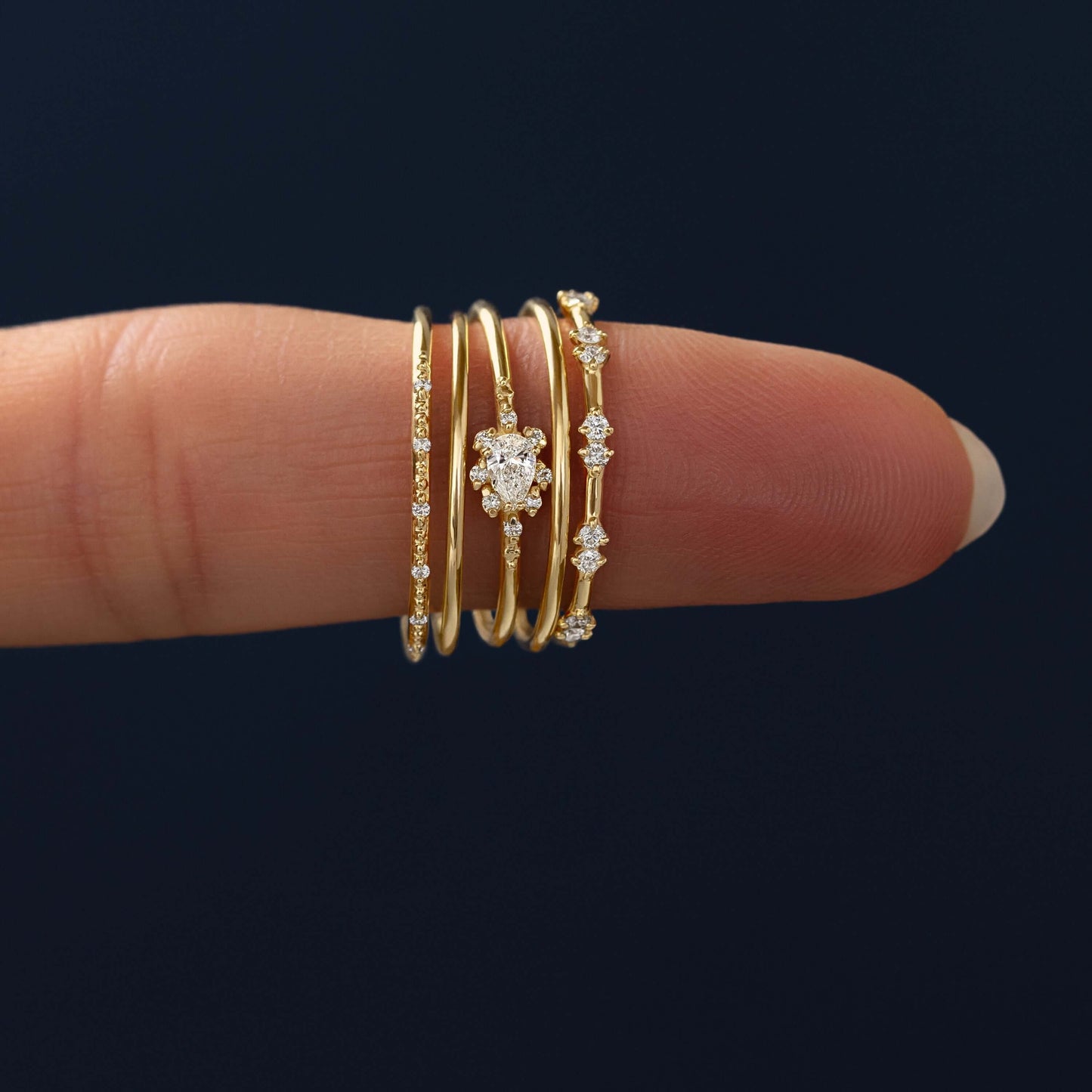 Minimal Halo-Pear Lab Grown Diamond Engagement Ring - Side view