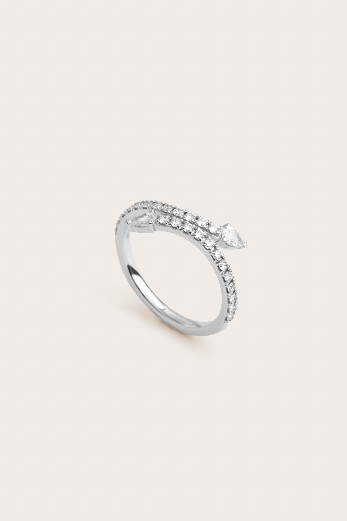 Open End Pave- 0.70 CT Round & Pear Lab Grown Diamond Wedding BandOpen End Pave- 0.70 CT Round & Pear Lab Grown Diamond Wedding Band - On model