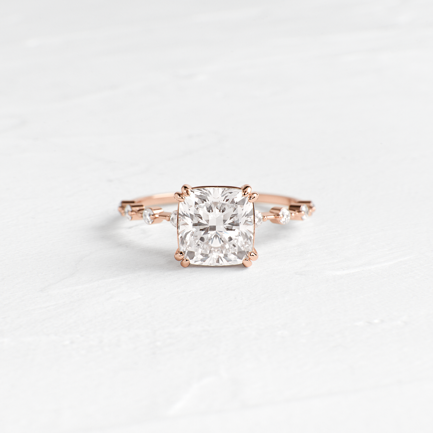 Pave-Cushion Lab Grown Diamond Engagement Ring - Back view