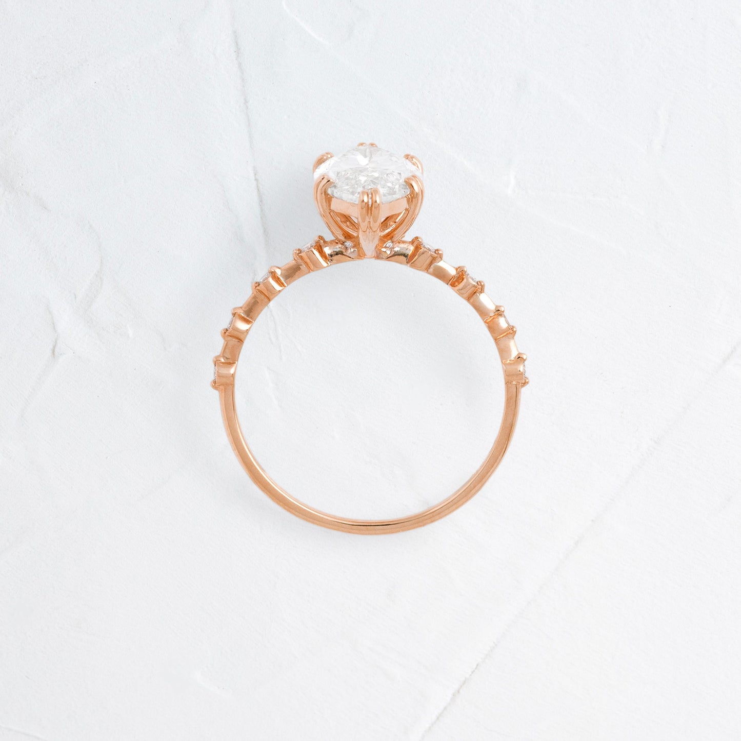 Pave Double Prong-Marquise Lab Grown Diamond Engagement Ring - Front view