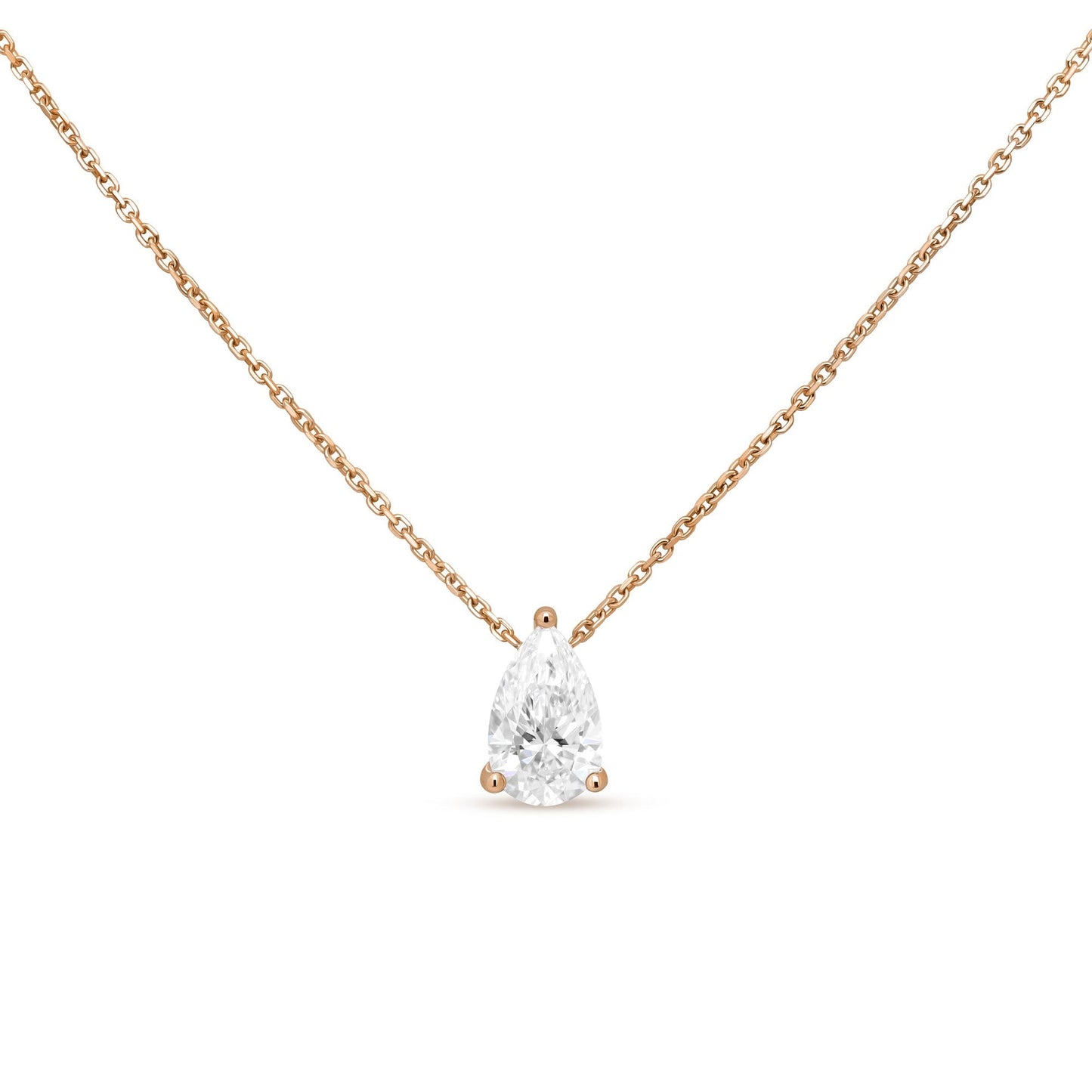 Solitaire- 0.8 CT Pear Lab Grown Diamond NecklaceSolitaire- 0.8 CT Pear Lab Grown Diamond Necklace - Detail view