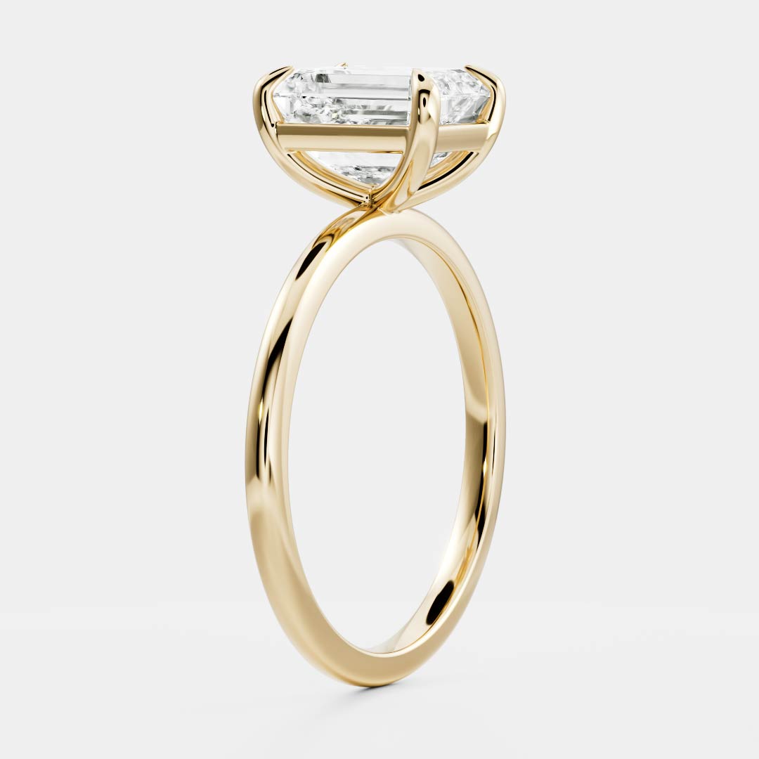 Solitaire- 2.2 CT Emerald Moissanite Engagement RingSolitaire- 2.2 CT Emerald Moissanite Engagement Ring - Side view