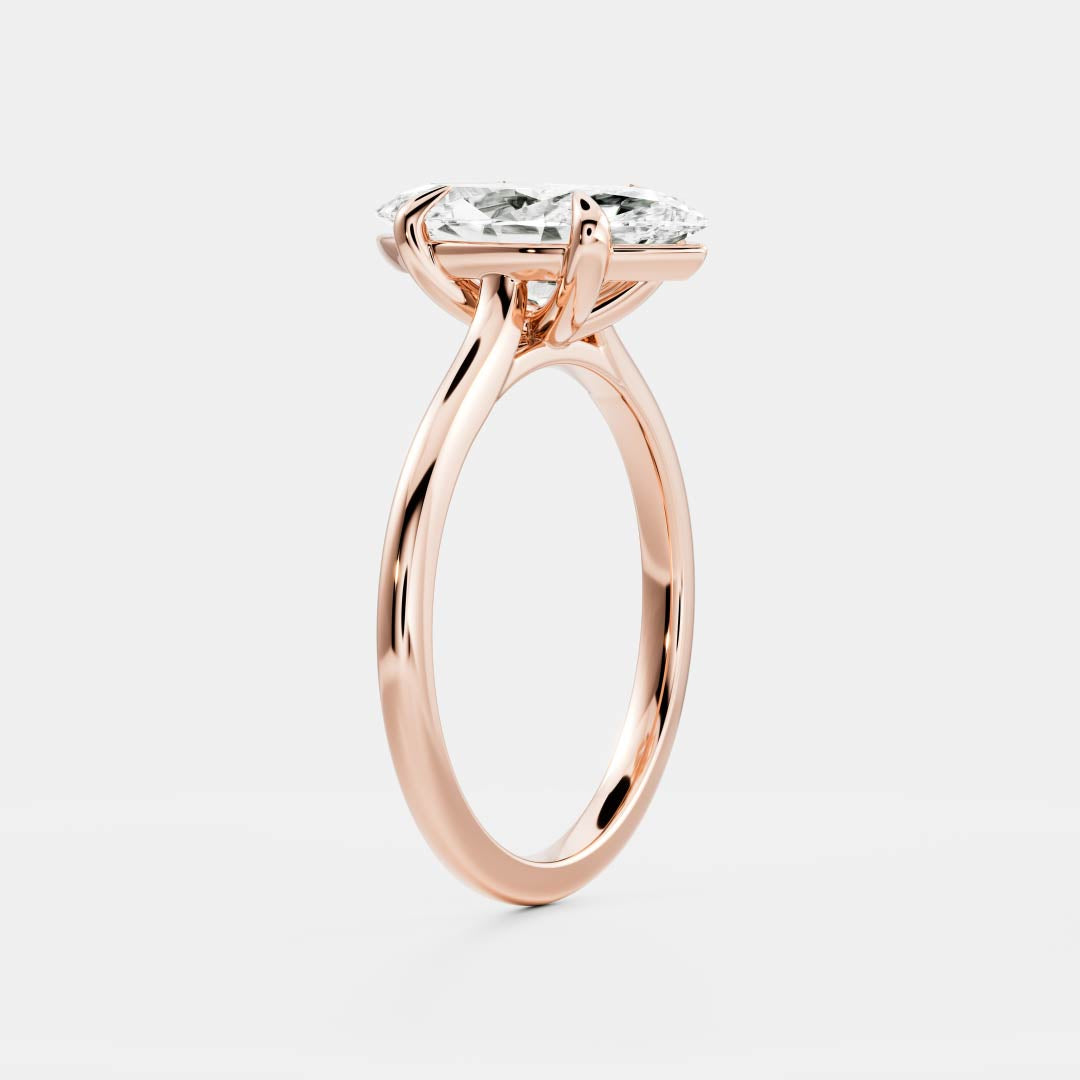 Solitaire Cathedral- 0.70 CT Marquise Moissanite Engagement RingSolitaire Cathedral- 0.70 CT Marquise Moissanite Engagement Ring - Front view