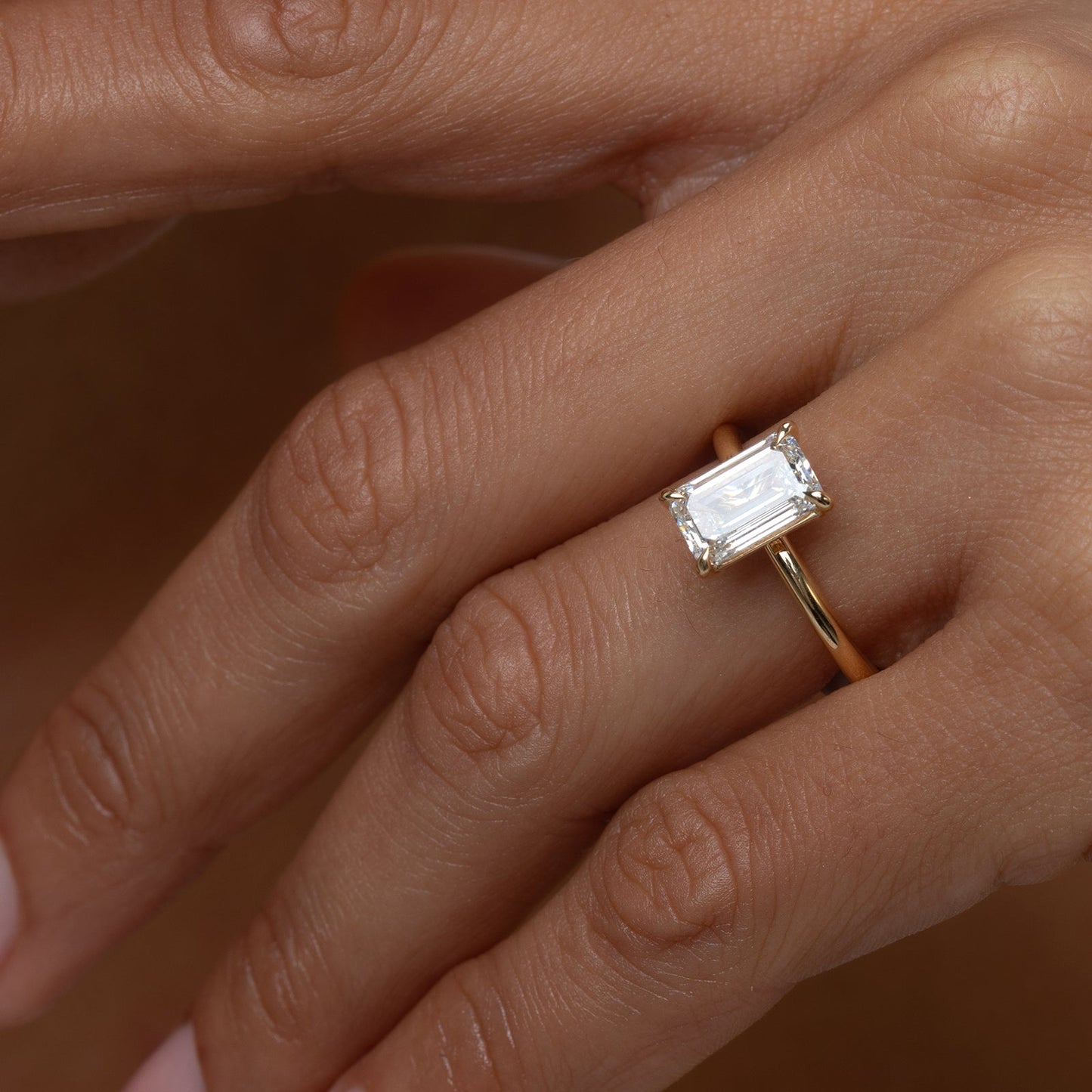 Solitaire-Emerald Lab Grown Diamond Engagement Ring - Detail view