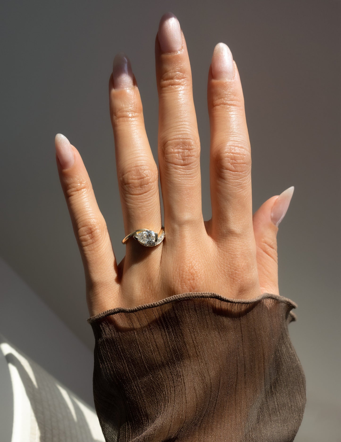 Solitaire Rapture Pave-Pear Lab Grown Diamond Engagement Ring - Back view