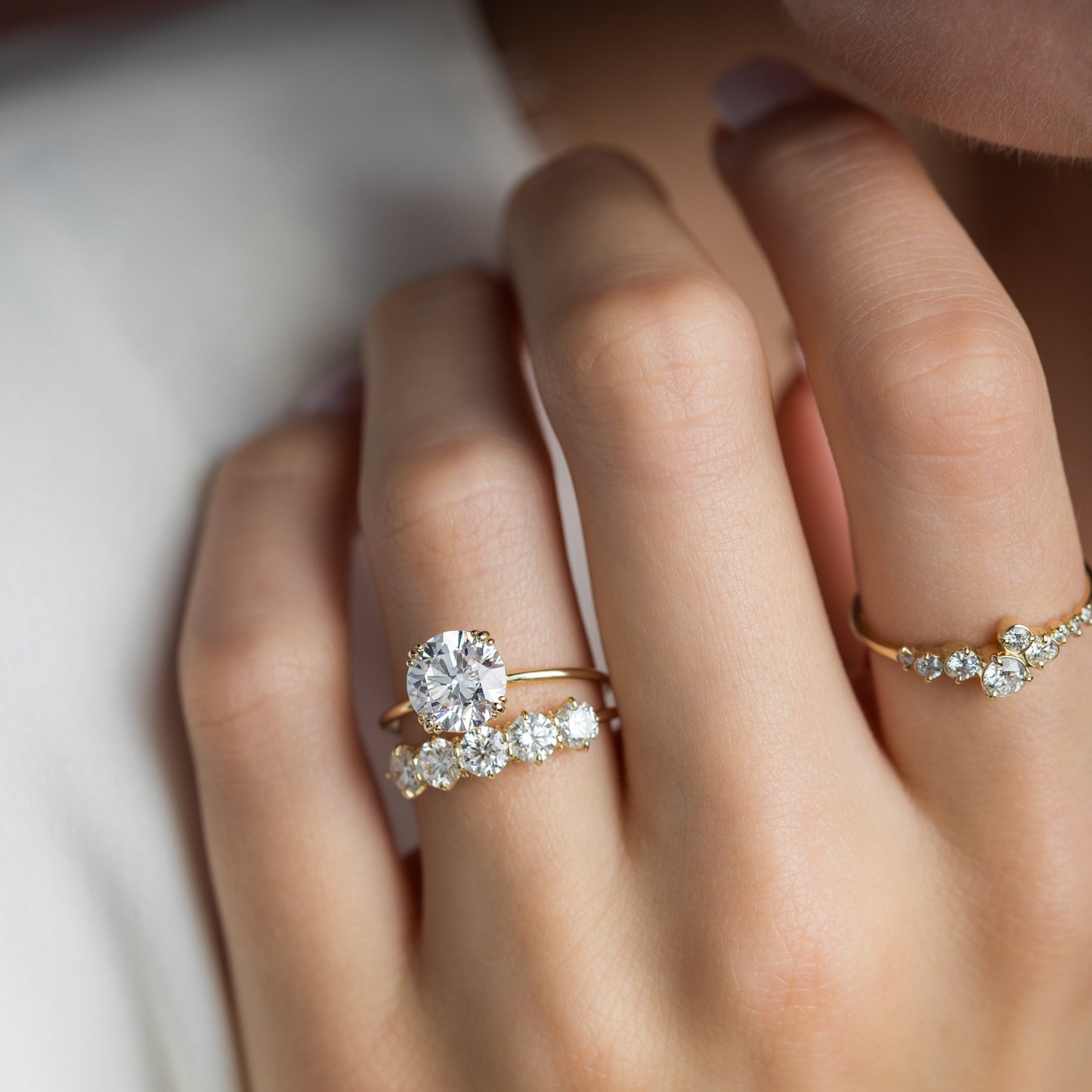 Solitaire Triple Prong-Round Lab Grown Diamond Engagement Ring - Back view
