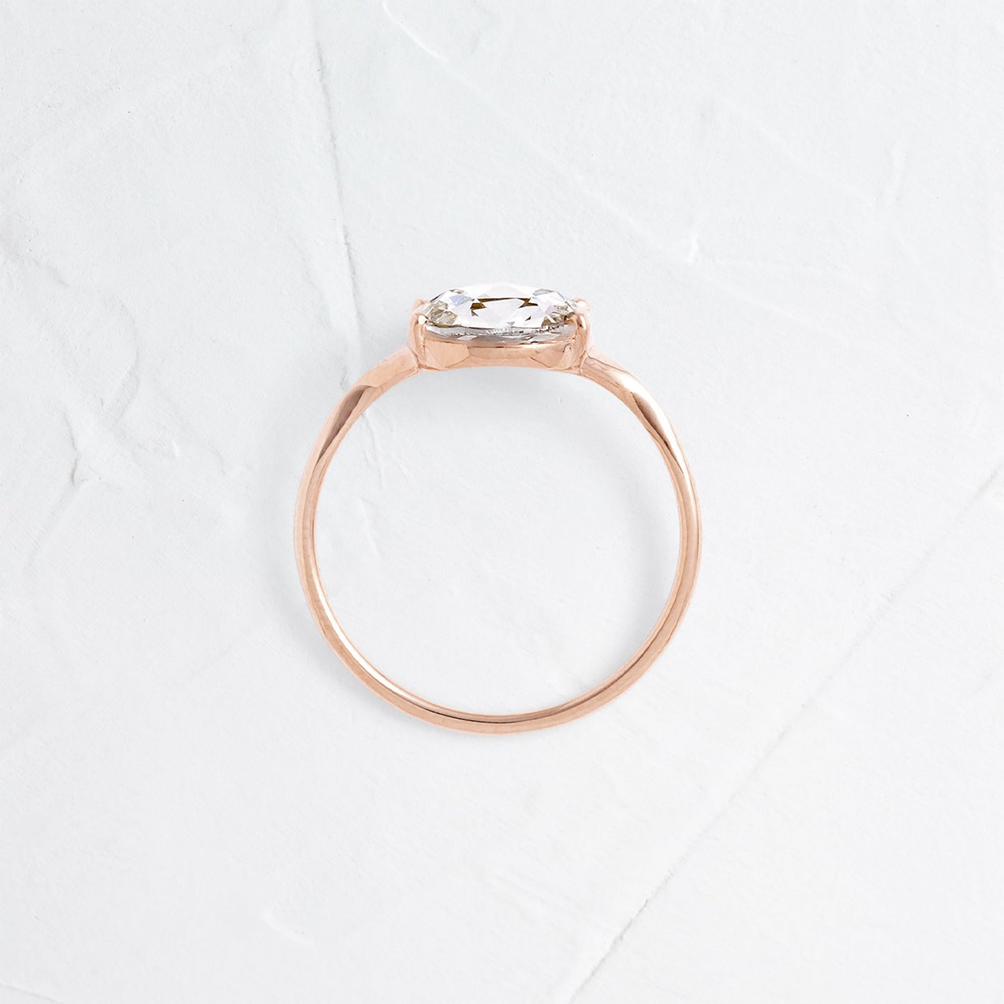 Split Shank-Rose Cut Lab Grown Diamond Engagement Ring - Detail view