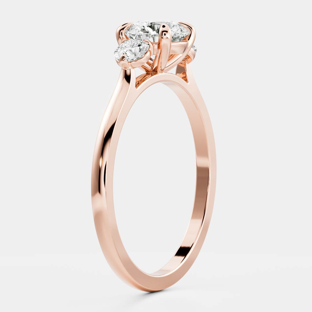 Three Stone- 2.0 CT Round Moissanite Engagement RingThree Stone- 2.0 CT Round Moissanite Engagement Ring - On model