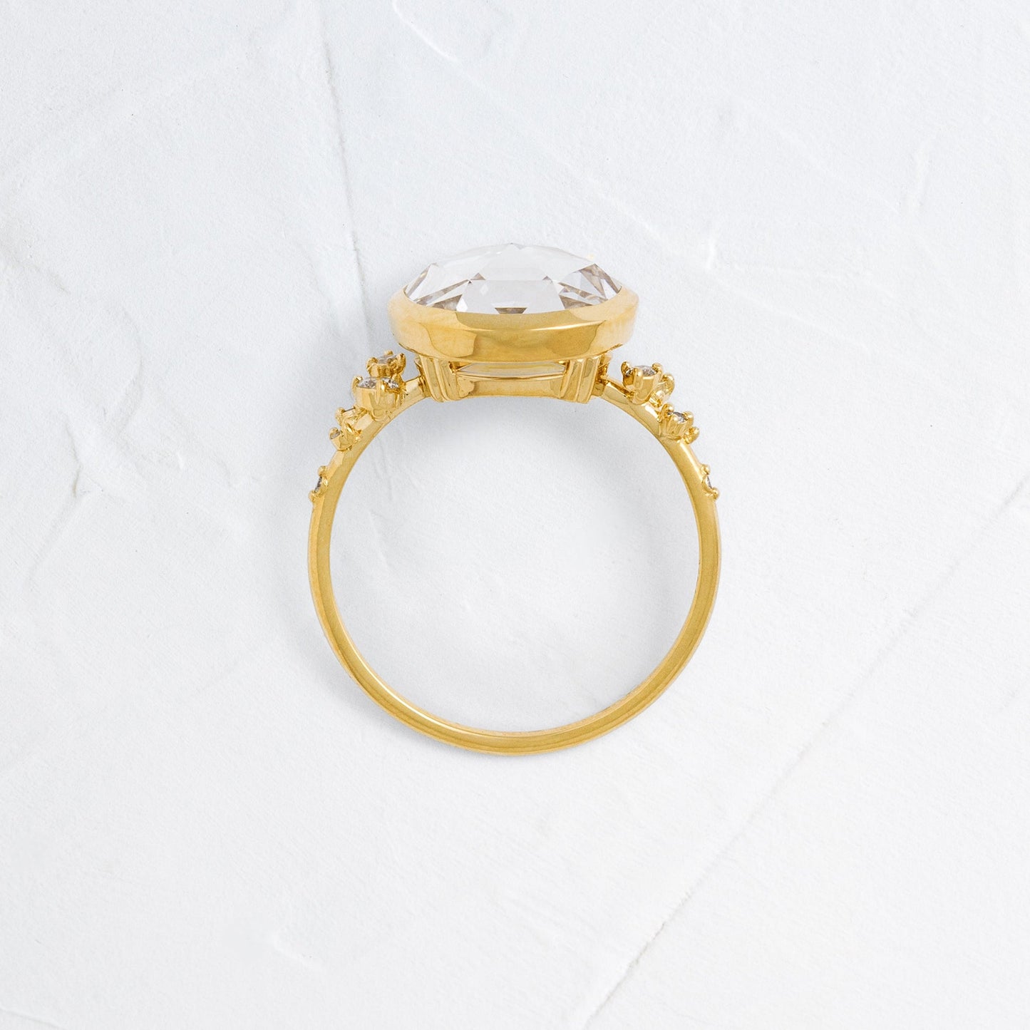 Bezel & Cluster-Rose Cut Lab Grown Diamond Engagement Ring - Back view