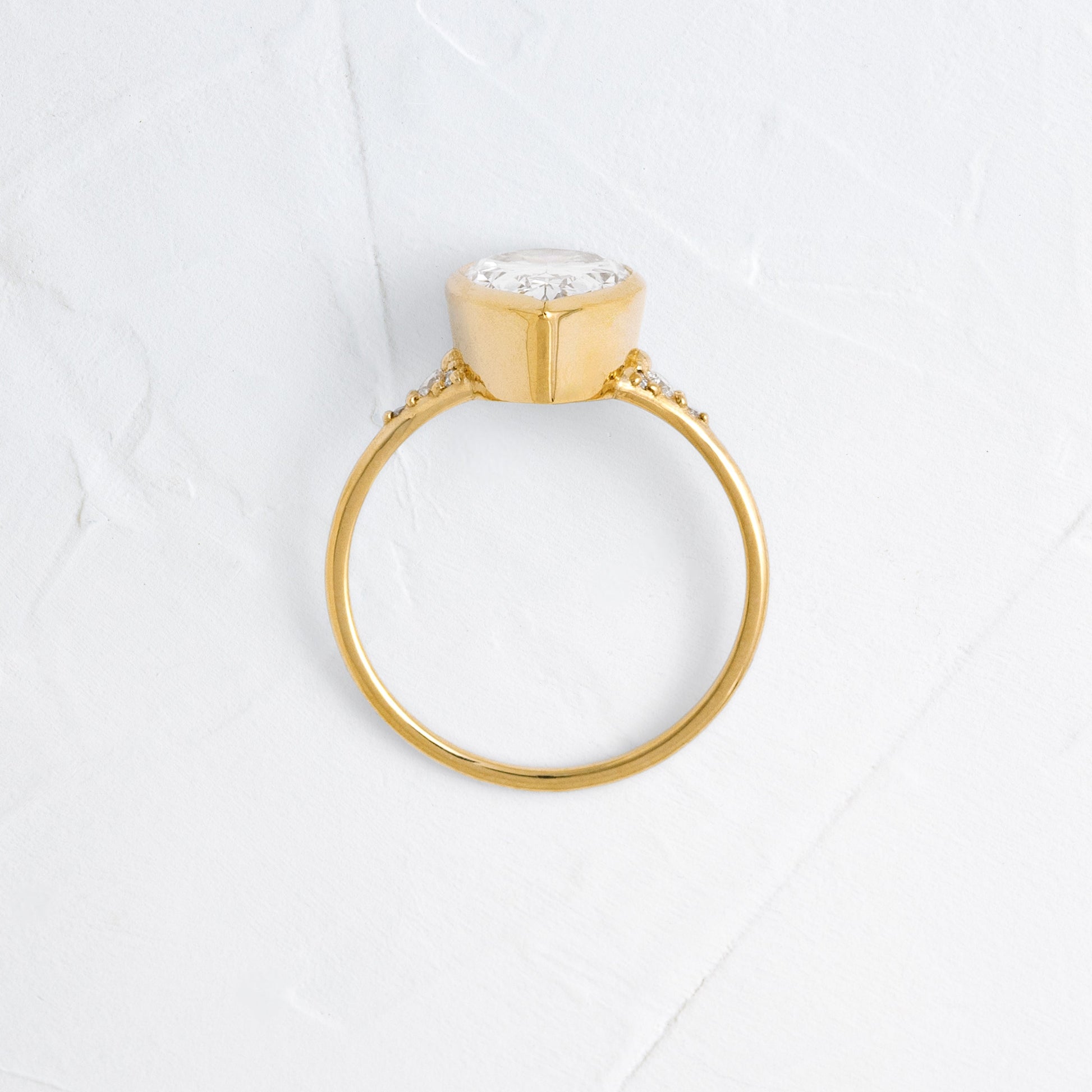 Bezel & Cluster Style-Pear Lab Grown Diamond Engagement Ring - Side view