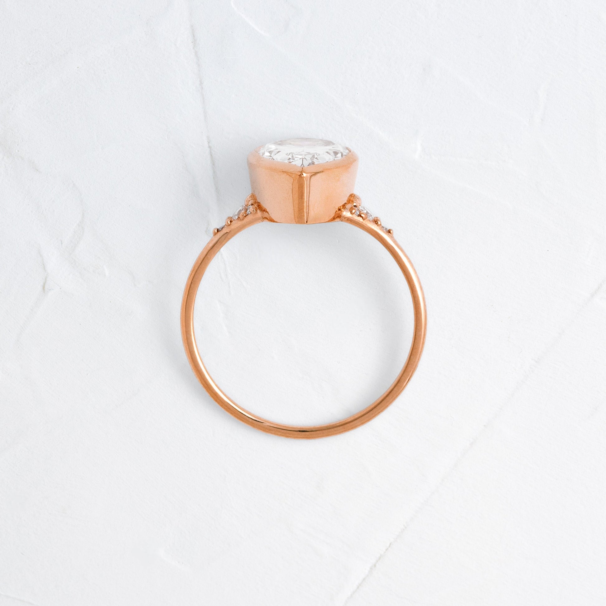 Bezel & Cluster Style-Pear Lab Grown Diamond Engagement Ring - On model