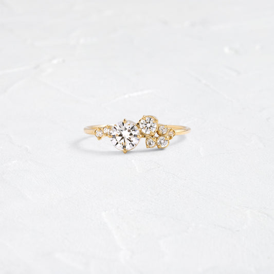 Bezel & Cluster Style-Round Lab Grown Diamond Engagement Ring - Front view