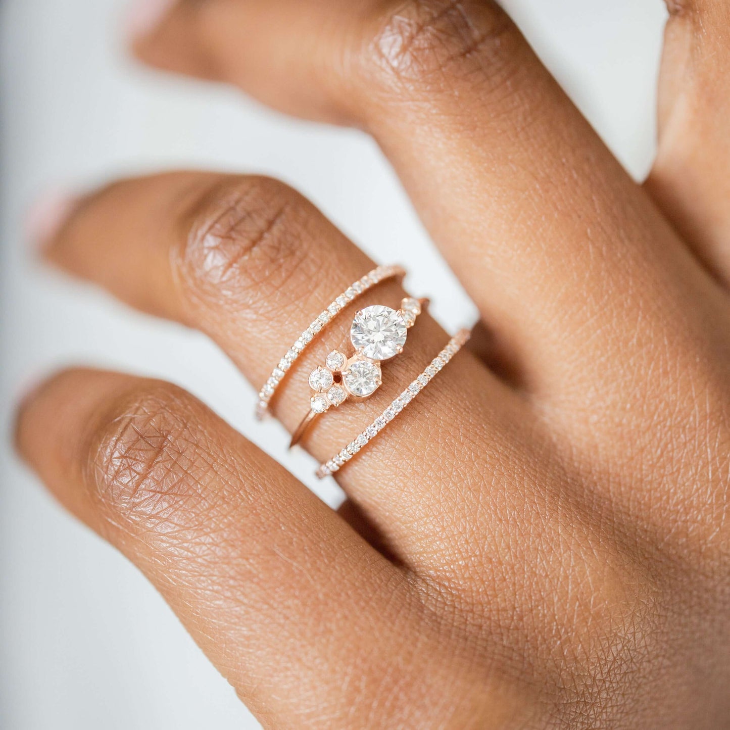 Bezel & Cluster Style-Round Lab Grown Diamond Engagement Ring - Back view