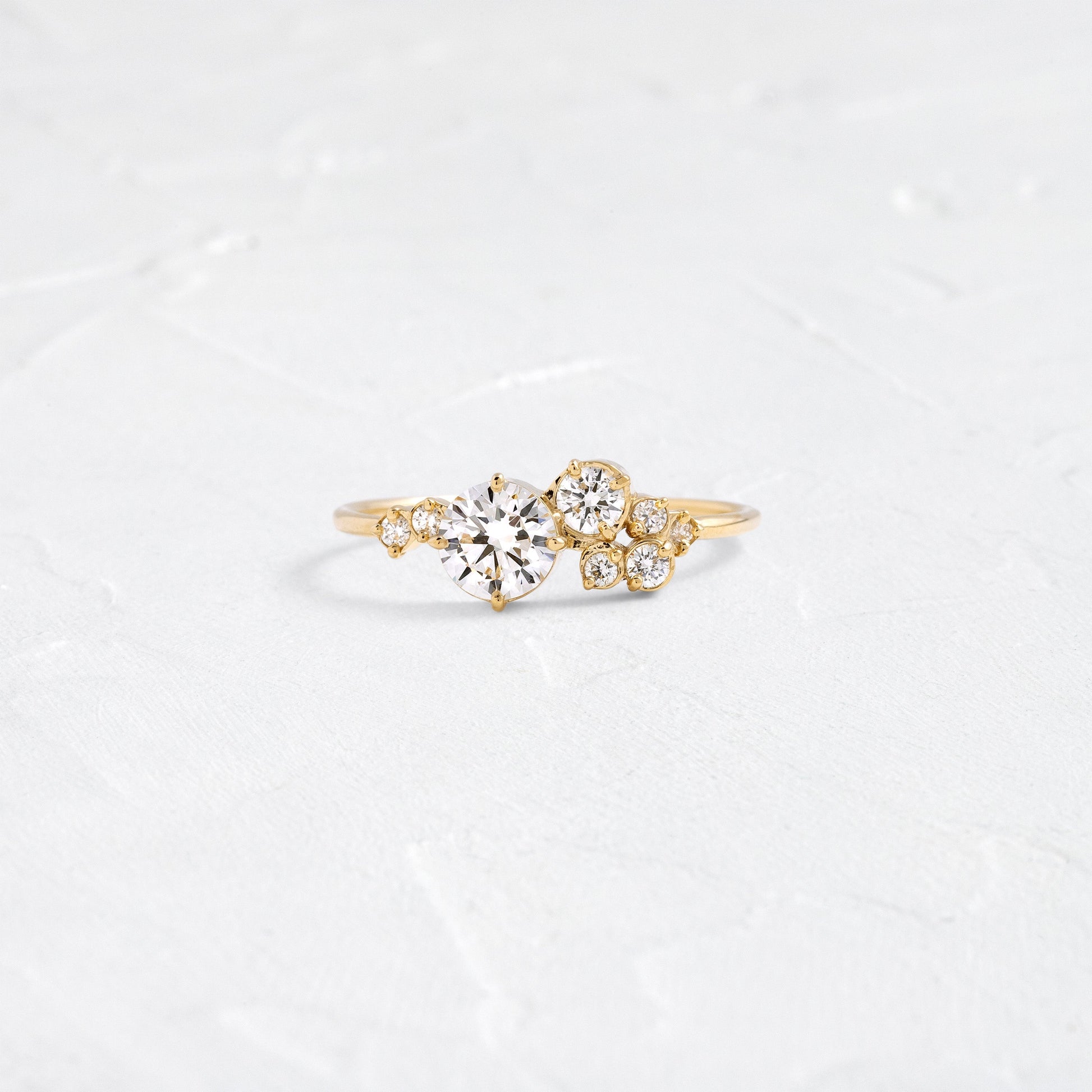 Bezel & Cluster Style-Round Lab Grown Diamond Engagement Ring - Front view