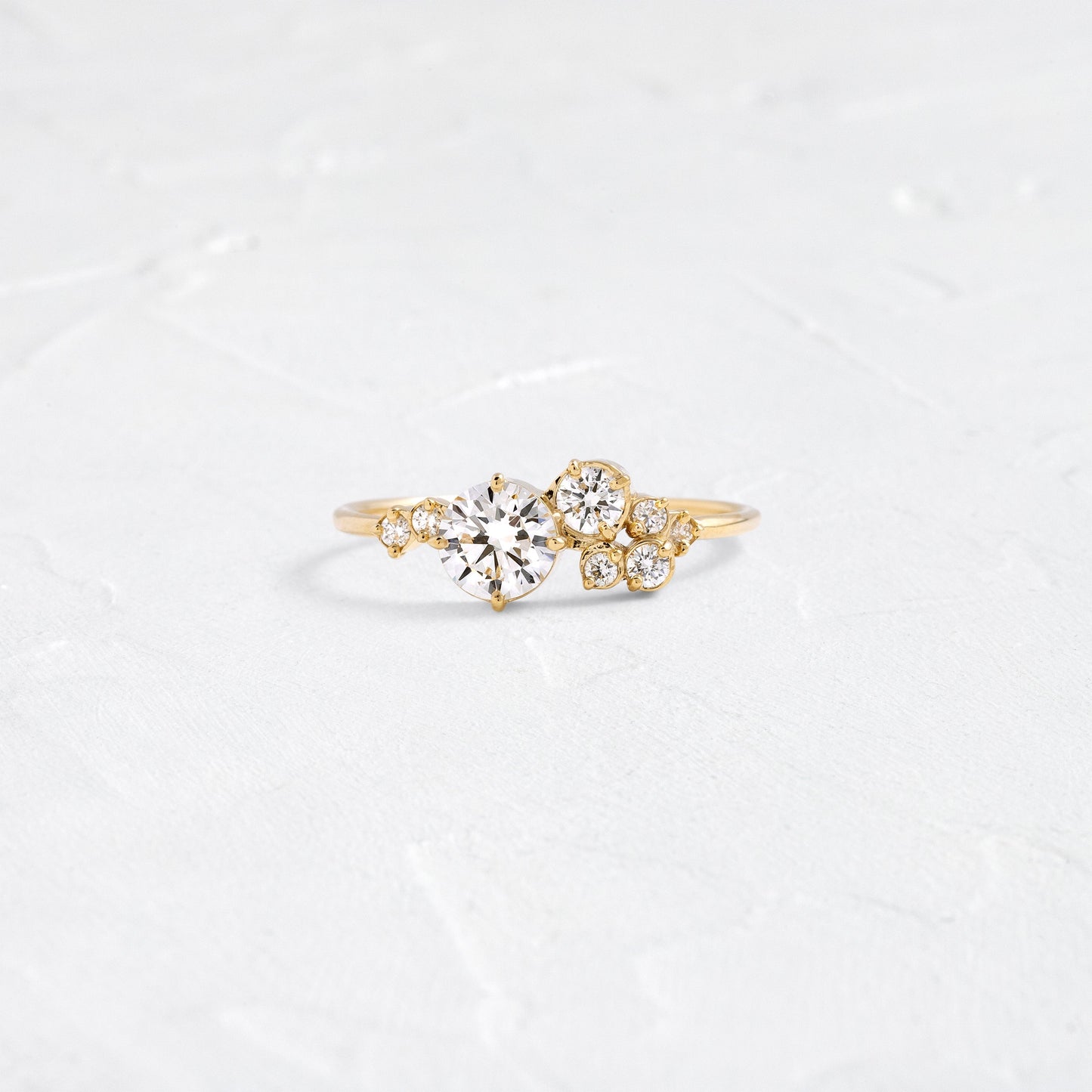 Bezel & Cluster Style-Round Lab Grown Diamond Engagement Ring - Front view