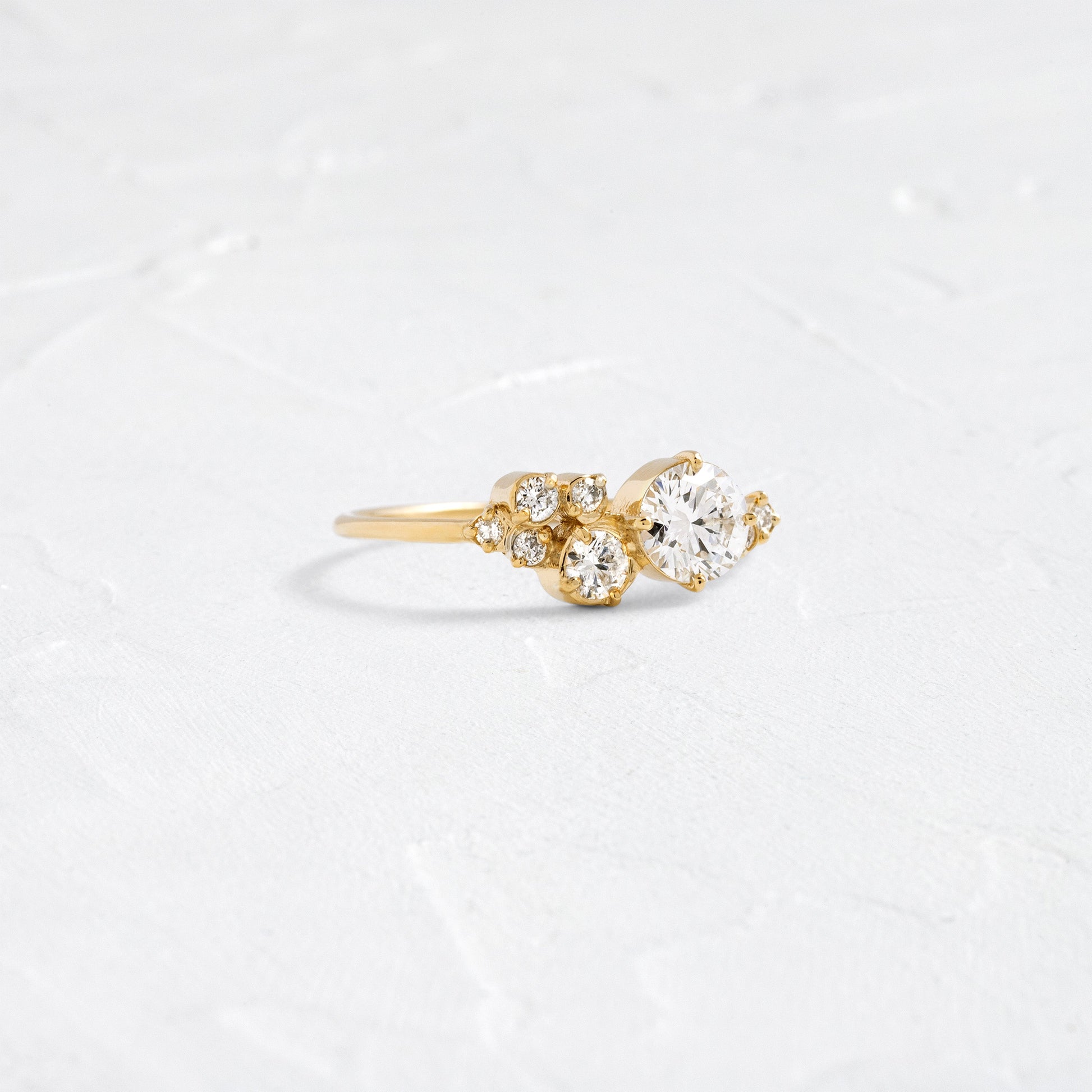 Bezel & Cluster Style-Round Lab Grown Diamond Engagement Ring - Front view