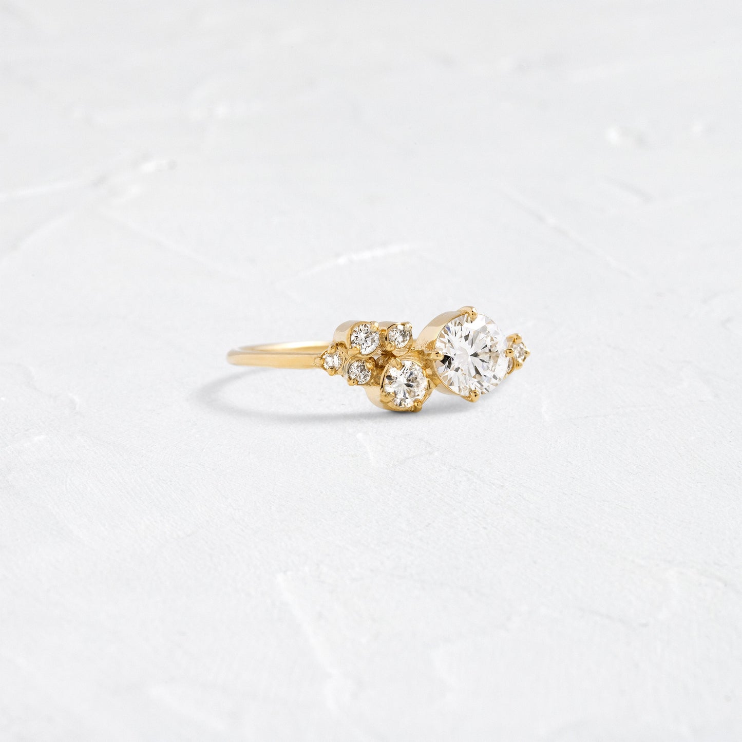 Bezel & Cluster Style-Round Lab Grown Diamond Engagement Ring - Front view