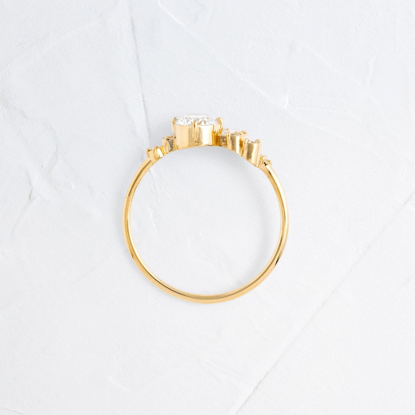 Bezel & Cluster Style-Round Lab Grown Diamond Engagement Ring - Side view