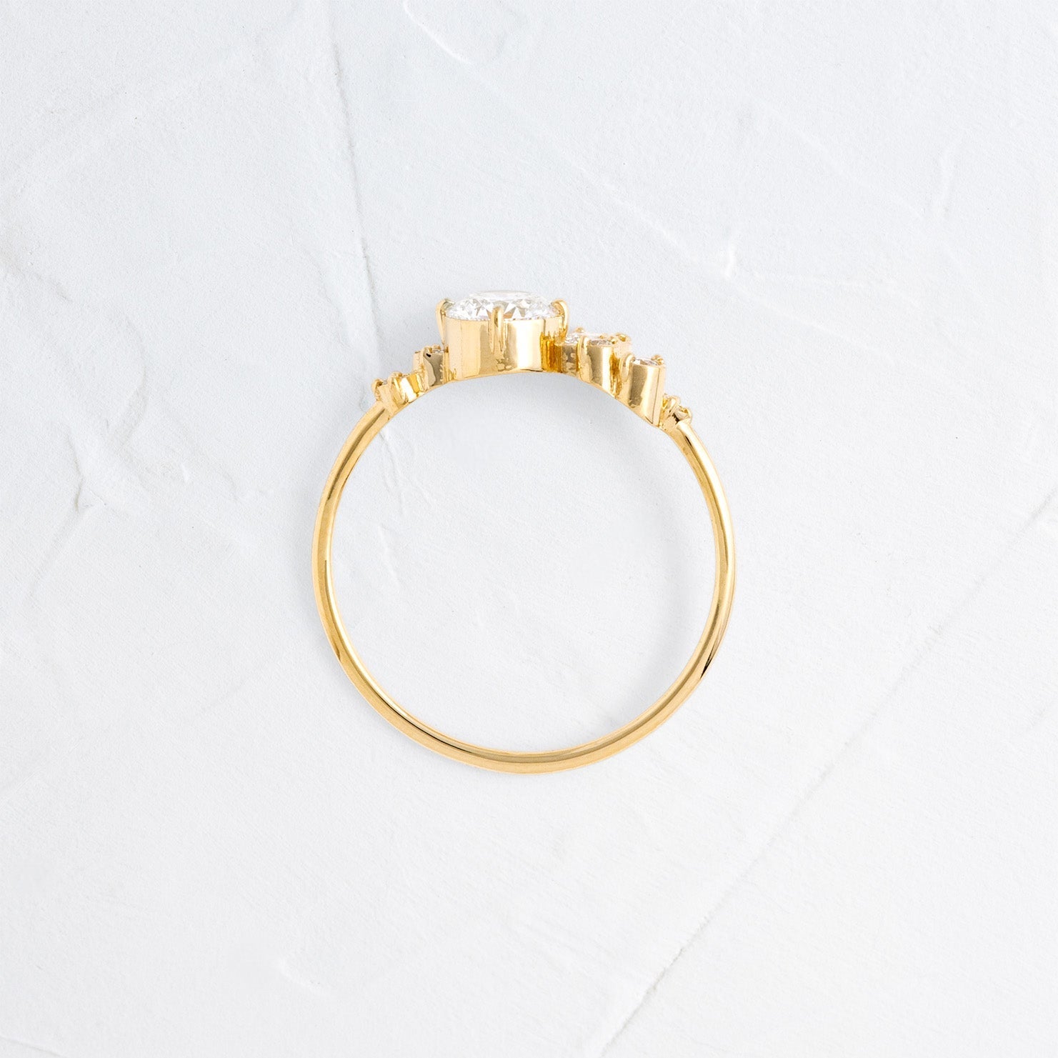 Bezel & Cluster Style-Round Lab Grown Diamond Engagement Ring - Side view
