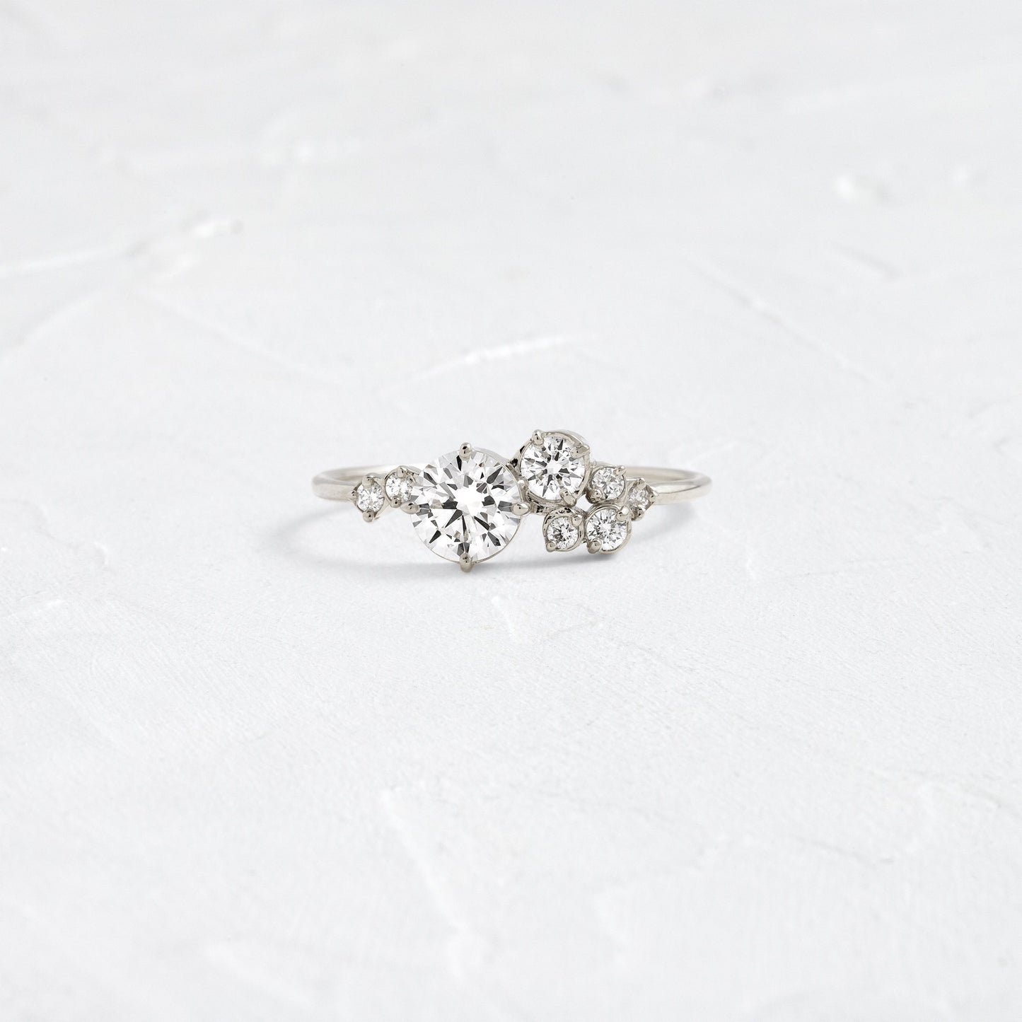 Bezel & Cluster Style-Round Lab Grown Diamond Engagement Ring - Back view