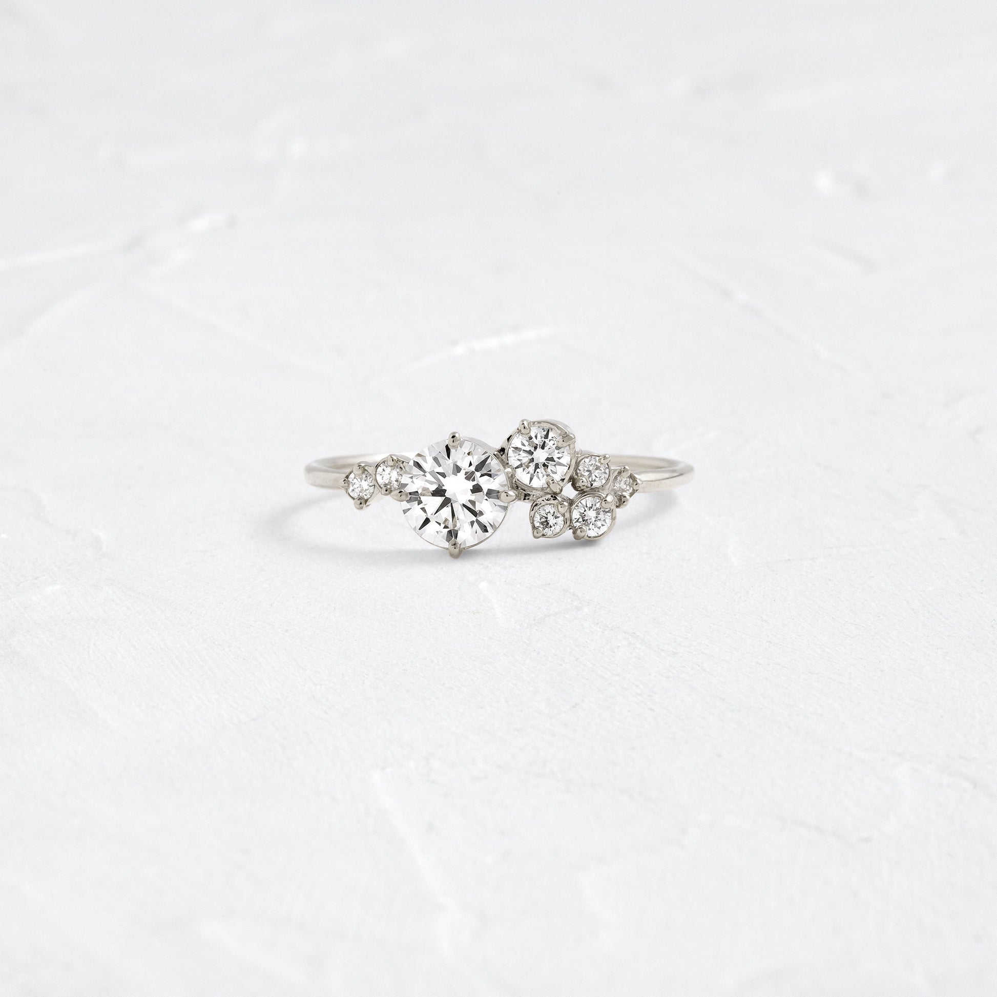 Bezel & Cluster Style-Round Lab Grown Diamond Engagement Ring - Back view