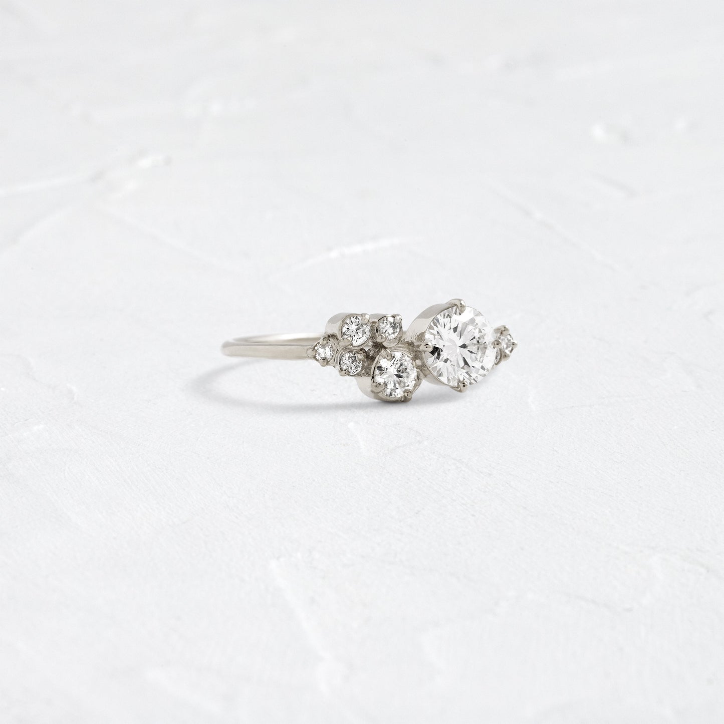 Bezel & Cluster Style-Round Lab Grown Diamond Engagement Ring - Detail view