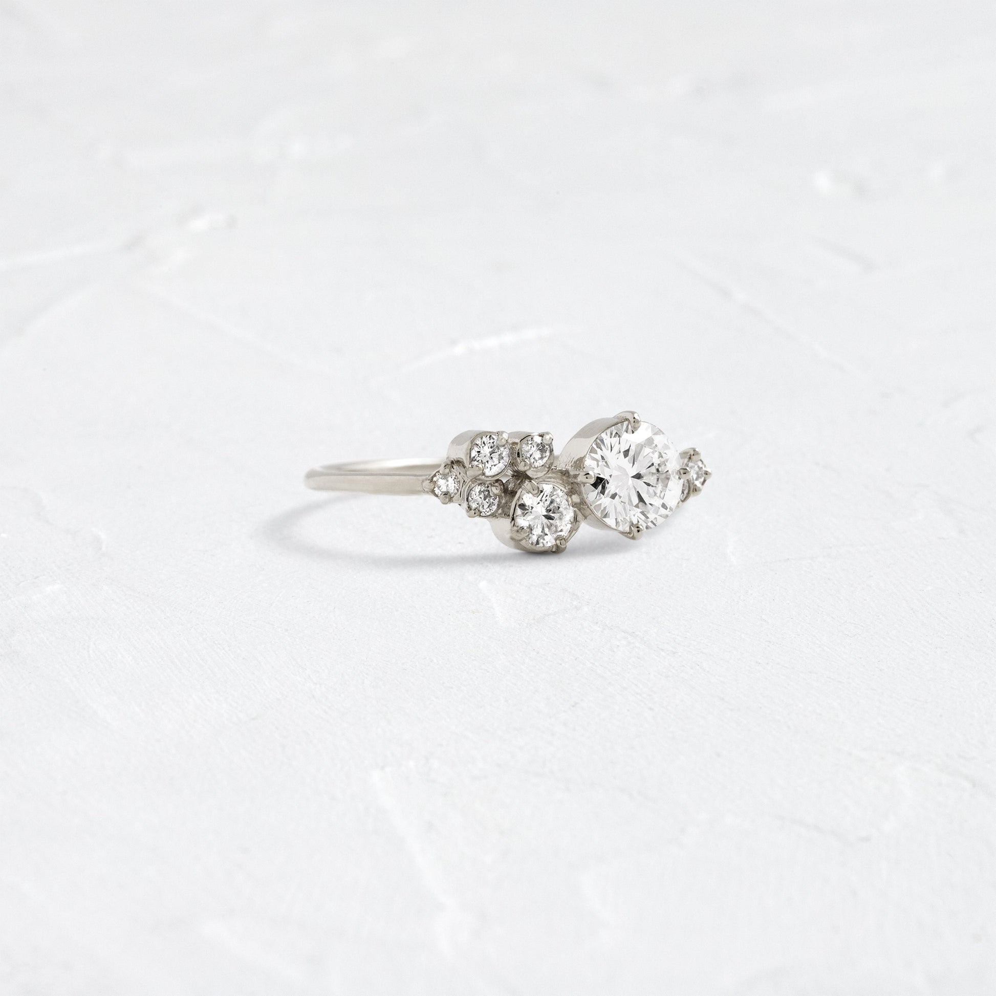 Bezel & Cluster Style-Round Lab Grown Diamond Engagement Ring - Detail view