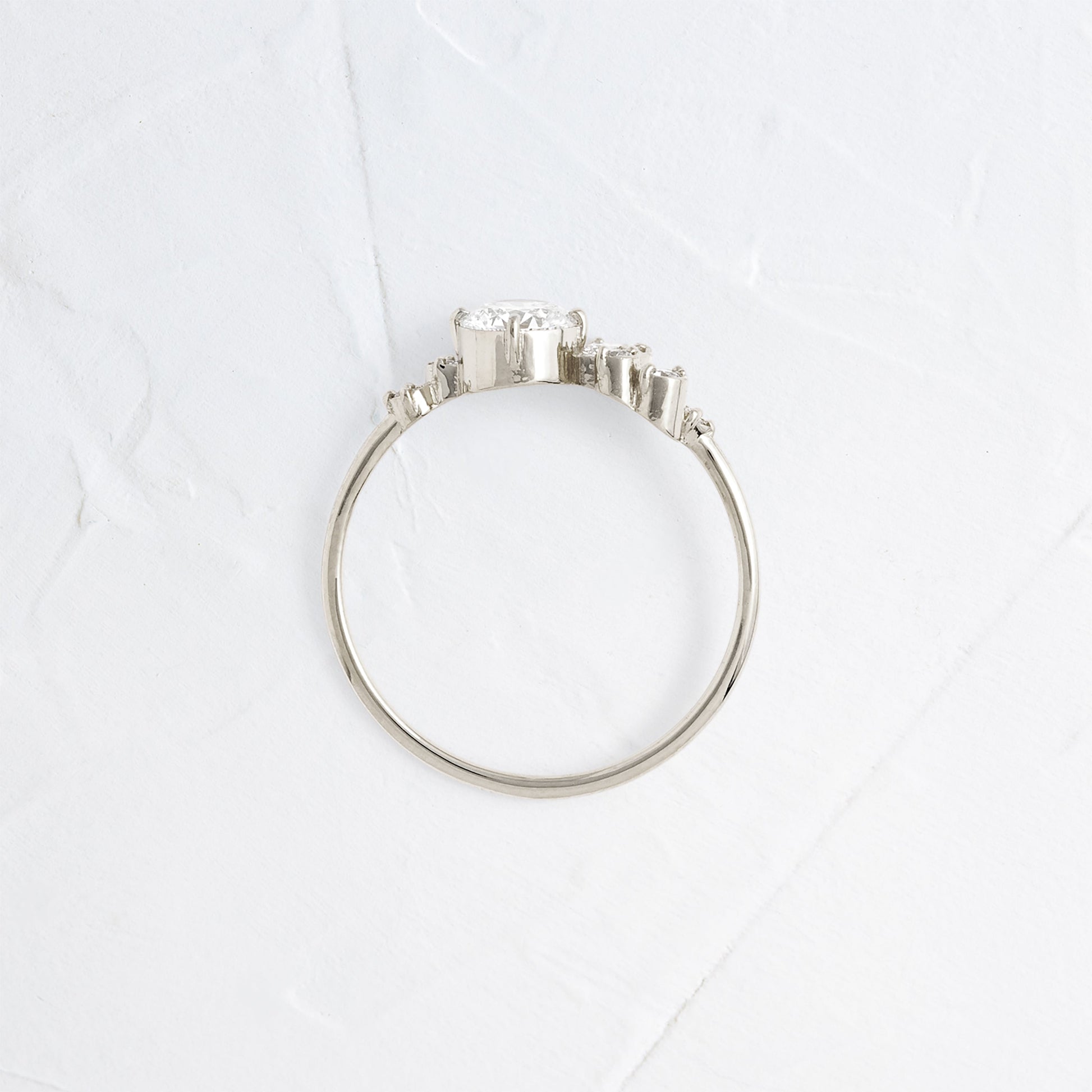 Bezel & Cluster Style-Round Lab Grown Diamond Engagement Ring - On model