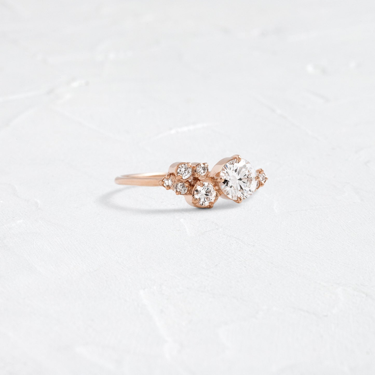 Bezel & Cluster Style-Round Lab Grown Diamond Engagement Ring - Front view