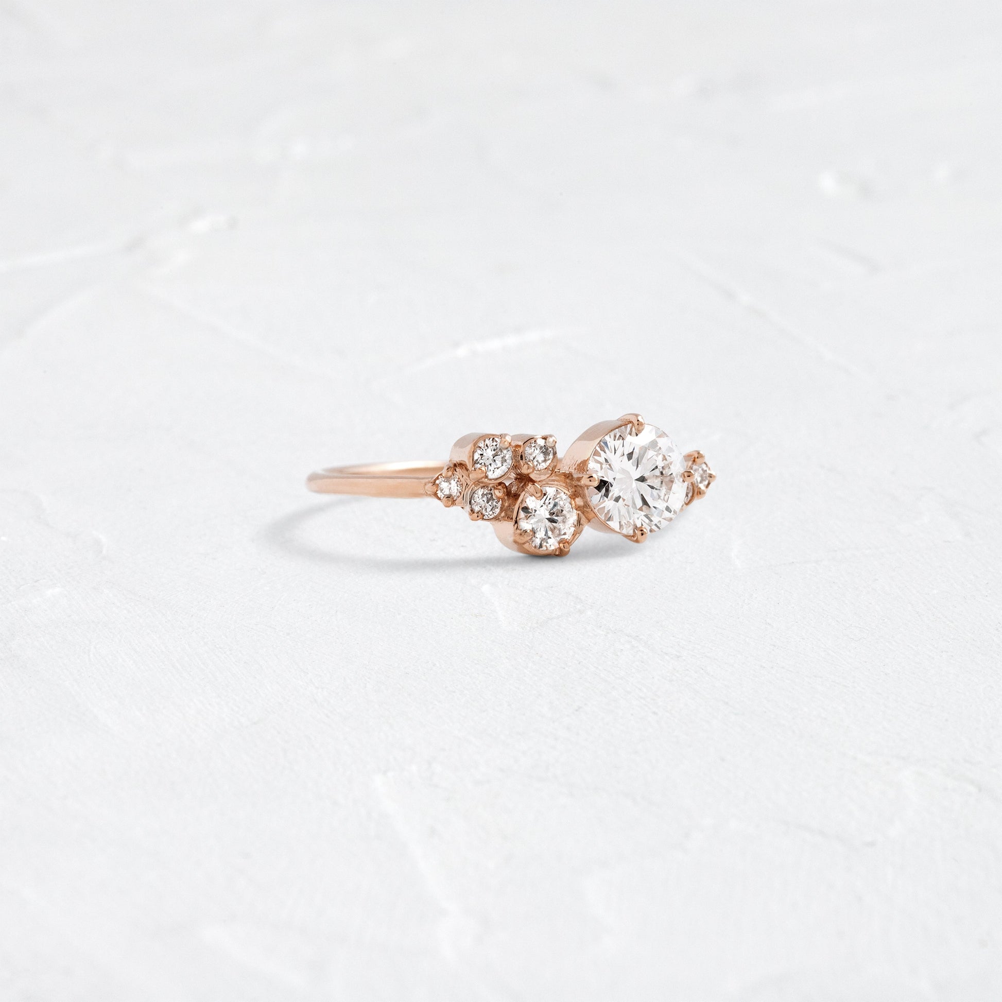 Bezel & Cluster Style-Round Lab Grown Diamond Engagement Ring - Front view
