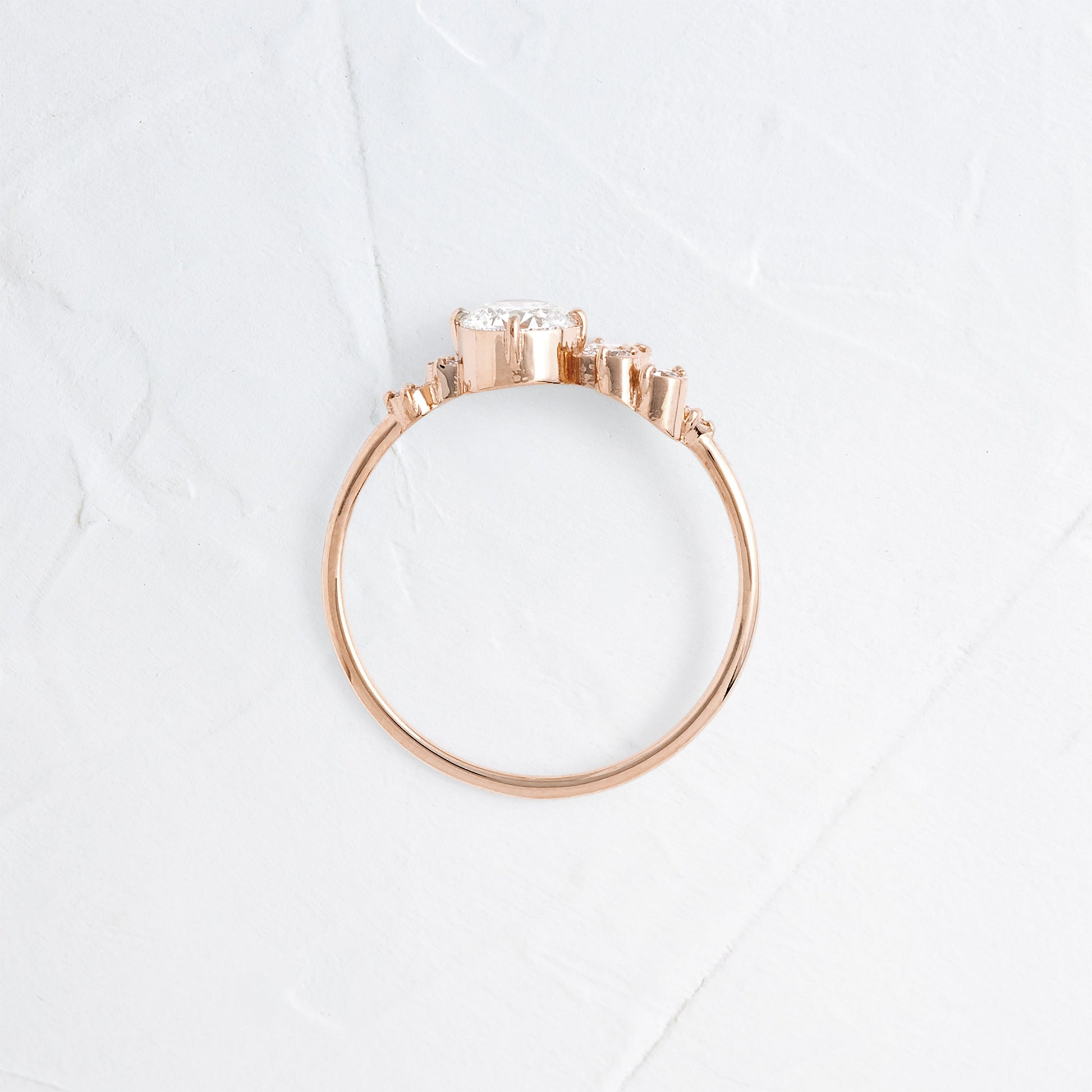 Bezel & Cluster Style-Round Lab Grown Diamond Engagement Ring - Side view