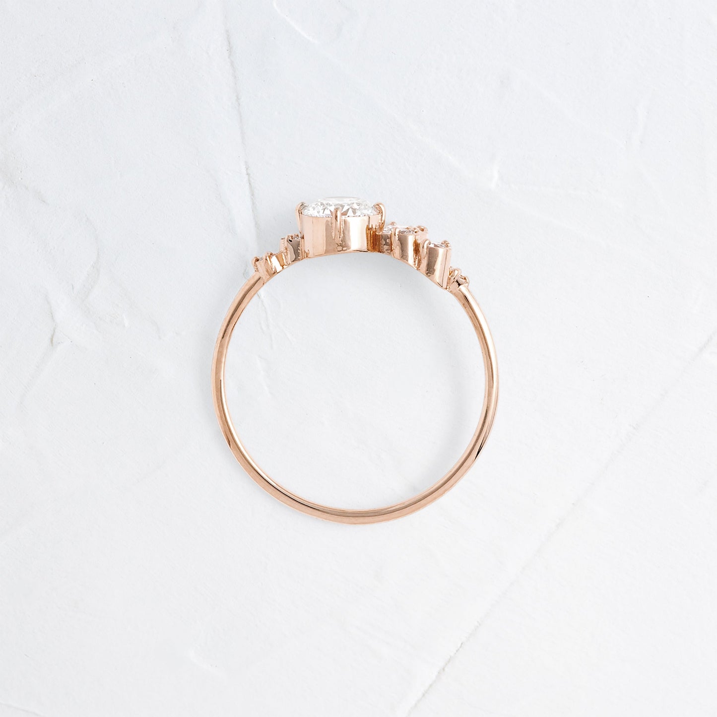Bezel & Cluster Style-Round Lab Grown Diamond Engagement Ring - Side view