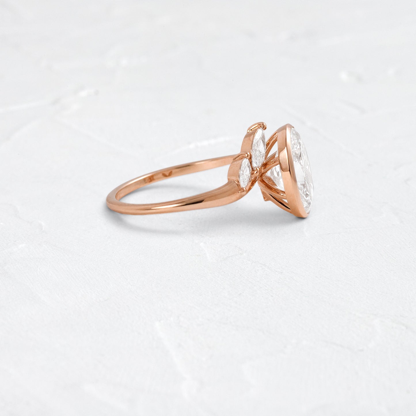 Bezel Dainty Style-Oval Lab Grown Diamond Engagement Ring - Lifestyle