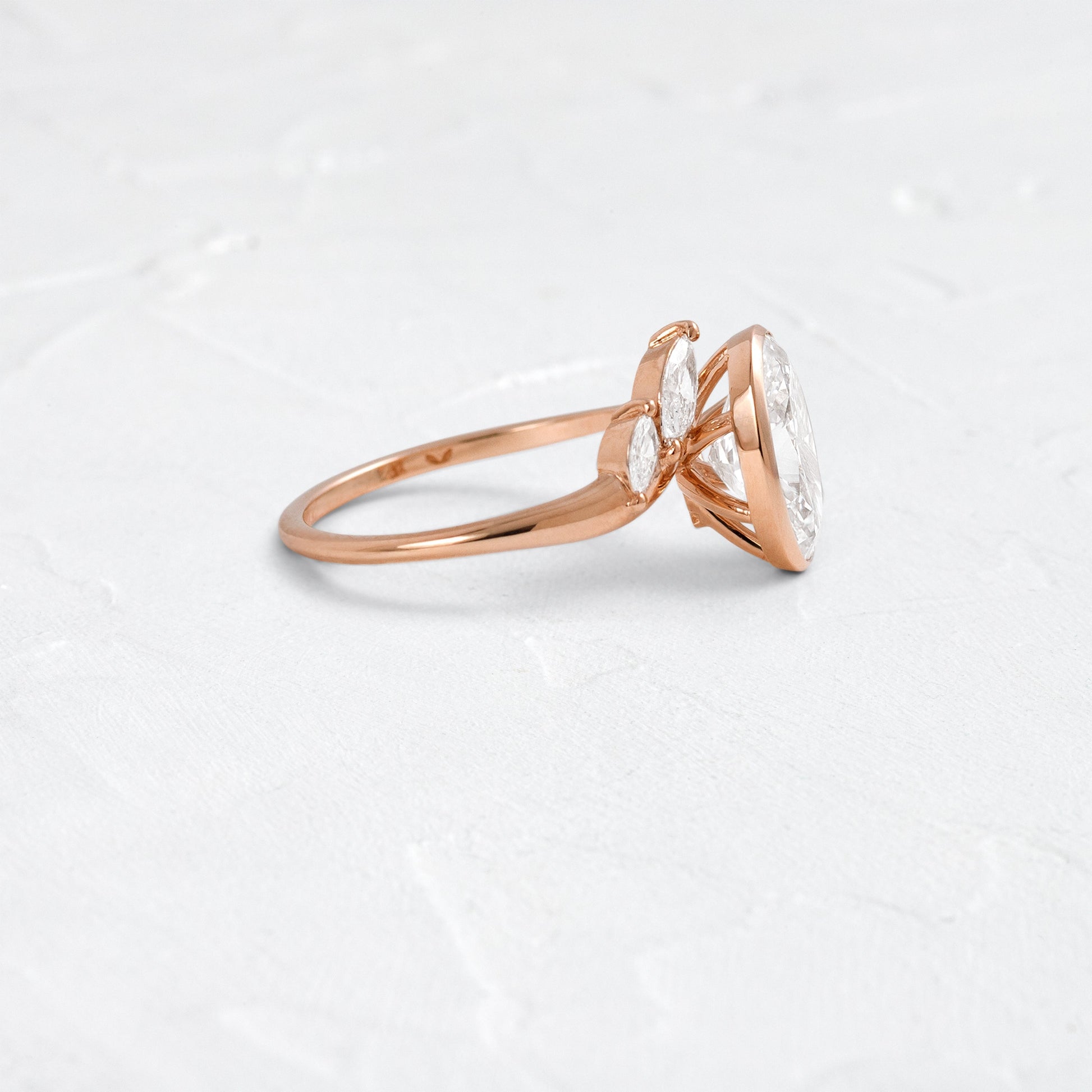 Bezel Dainty Style-Oval Lab Grown Diamond Engagement Ring - Lifestyle