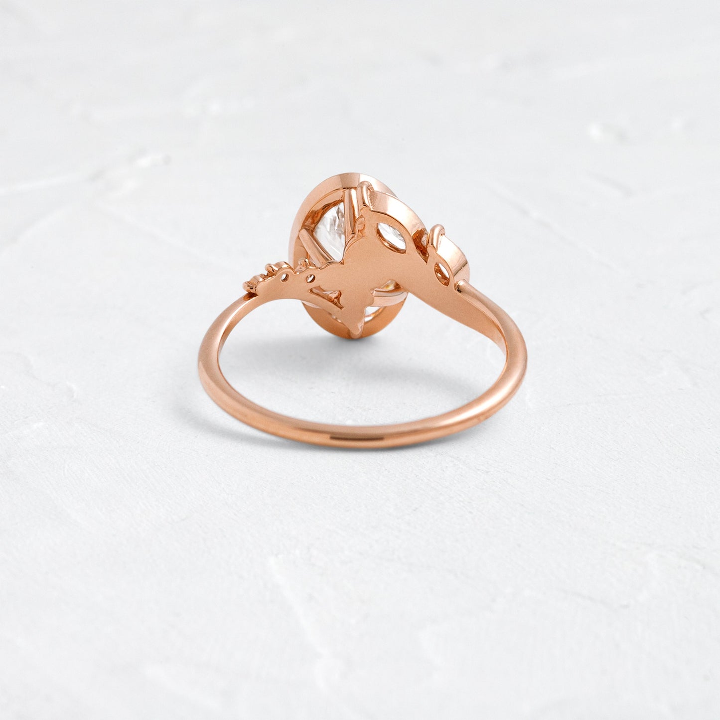 Bezel Dainty Style-Oval Lab Grown Diamond Engagement Ring - Front view