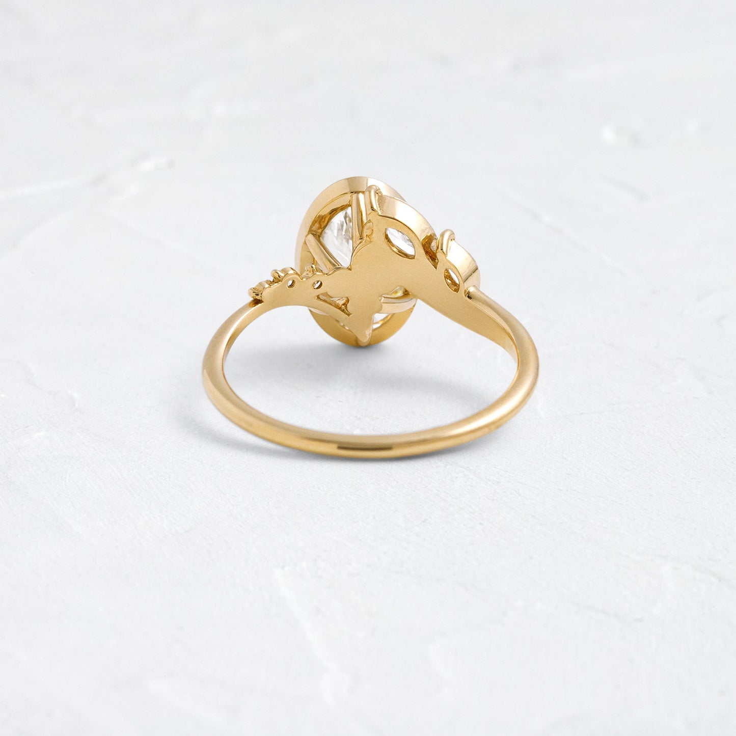 Bezel Dainty Style-Oval Lab Grown Diamond Engagement Ring - Back view